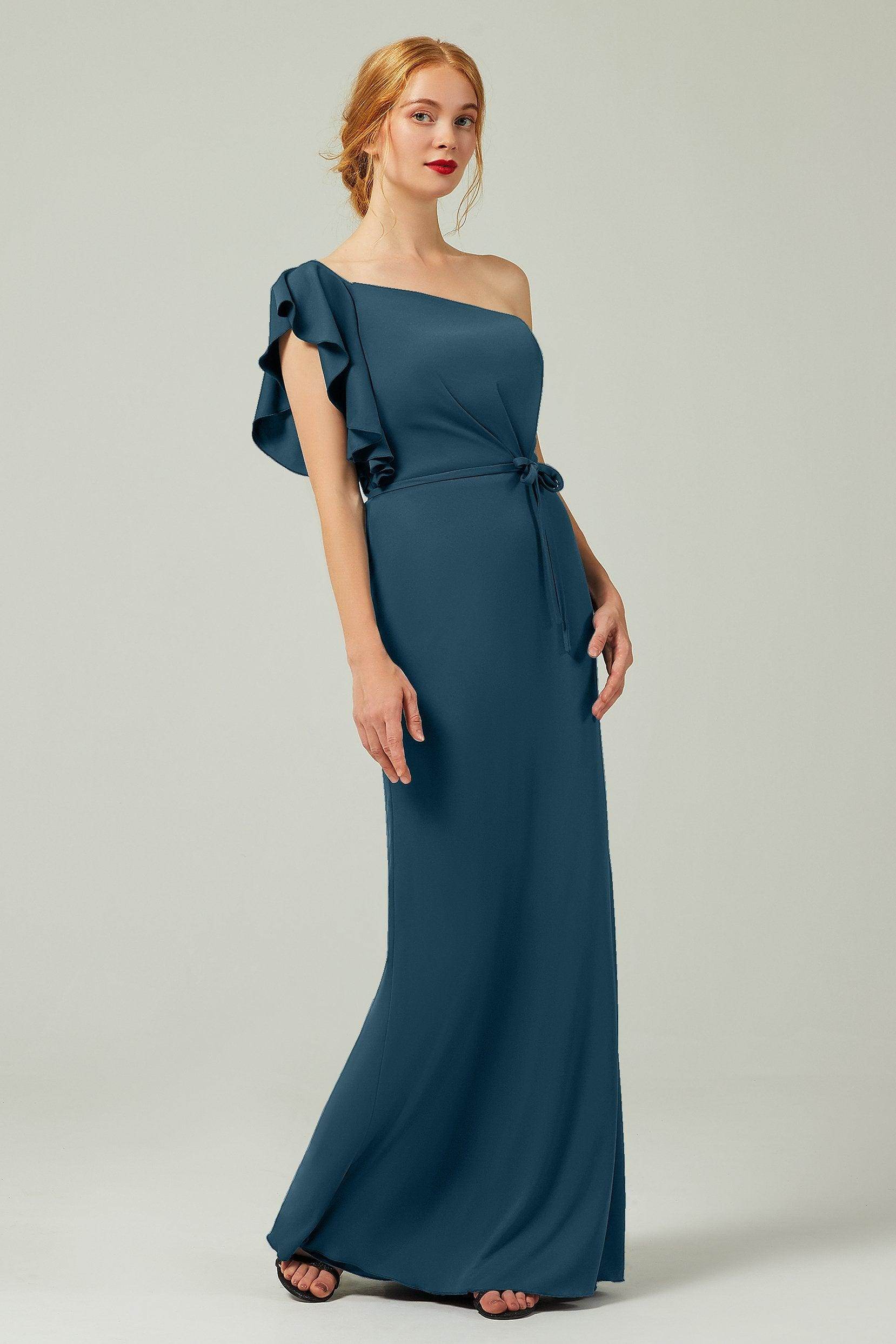 Sheath-Column Floor Length Chiffon Bridesmaid Dress Formal Dresses CB0361 - COCOMELODY