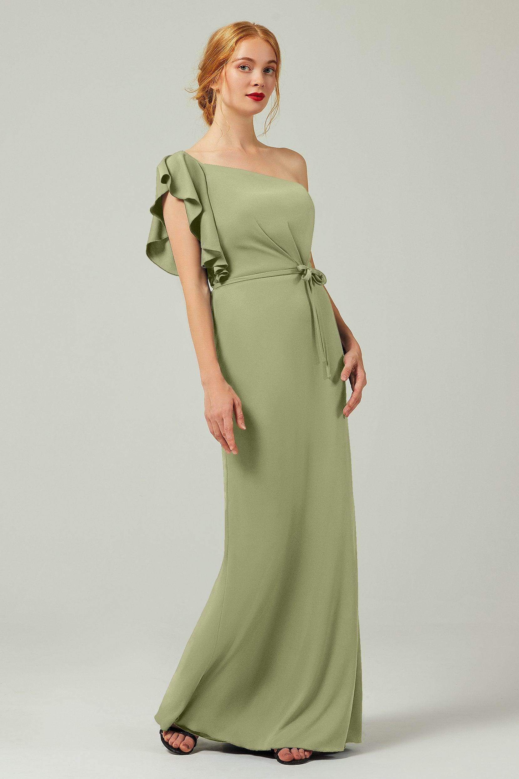 Sheath-Column Floor Length Chiffon Bridesmaid Dress Formal Dresses CB0361 - COCOMELODY