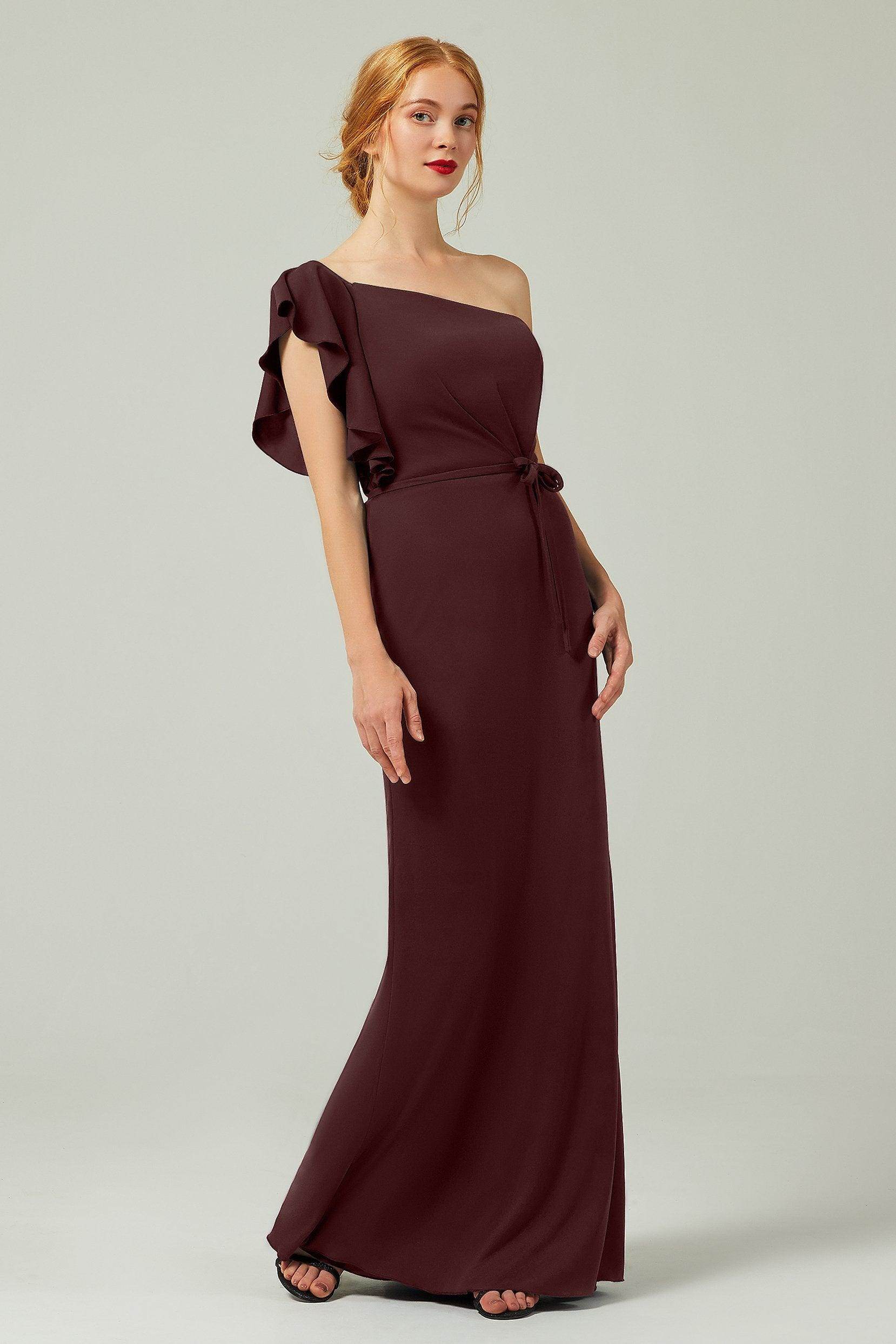 Sheath-Column Floor Length Chiffon Bridesmaid Dress Formal Dresses CB0361 - COCOMELODY