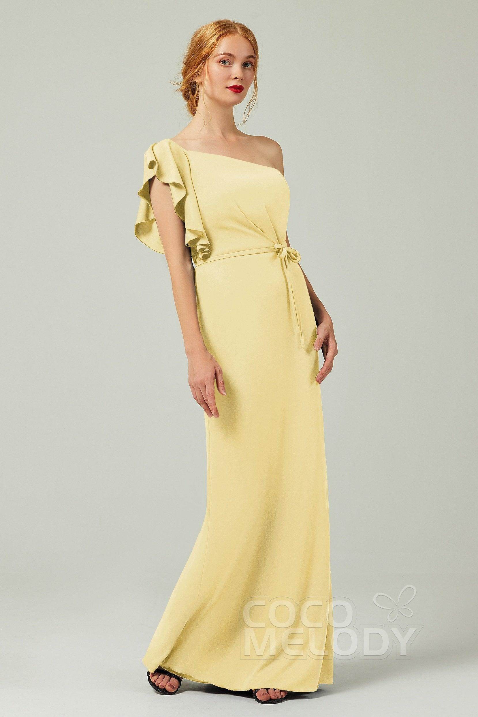 Sheath-Column Floor Length Chiffon Bridesmaid Dress Formal Dresses CB0361 - COCOMELODY