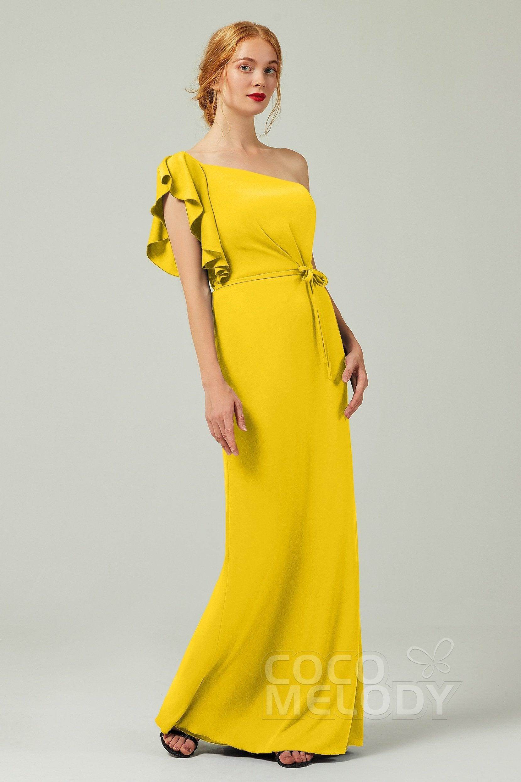 Sheath-Column Floor Length Chiffon Bridesmaid Dress Formal Dresses CB0361 - COCOMELODY