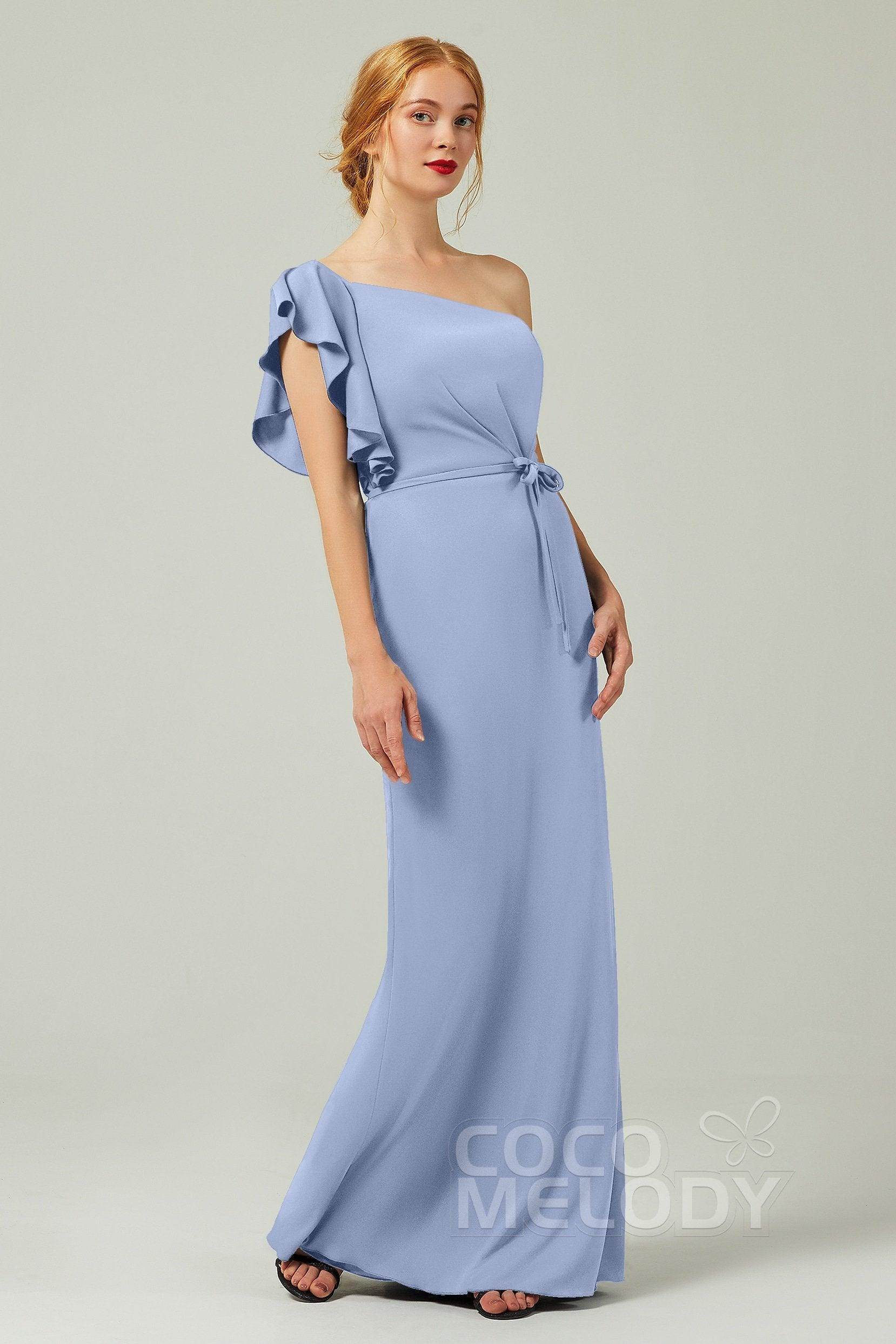 Sheath-Column Floor Length Chiffon Bridesmaid Dress Formal Dresses CB0361 - COCOMELODY
