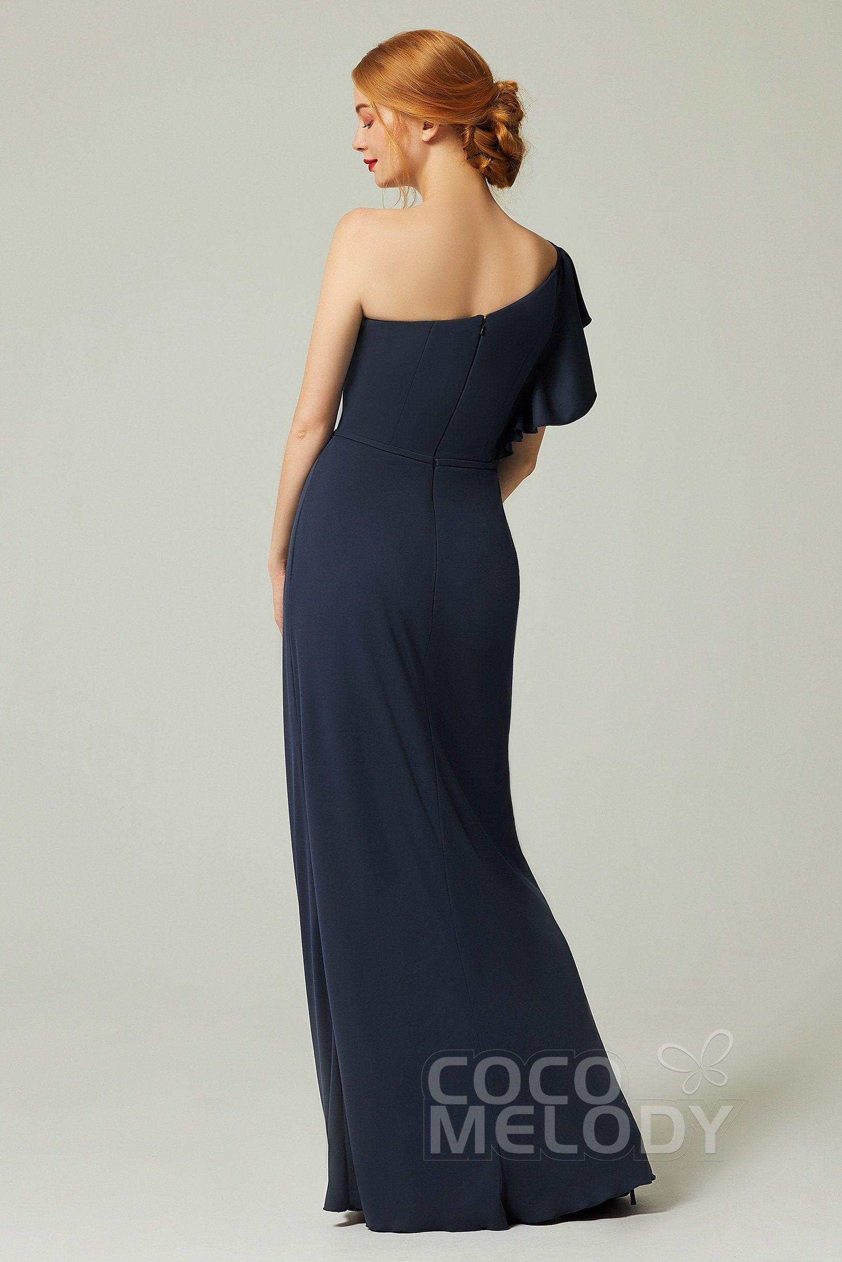 Sheath-Column Floor Length Chiffon Bridesmaid Dress Formal Dresses CB0361 - COCOMELODY