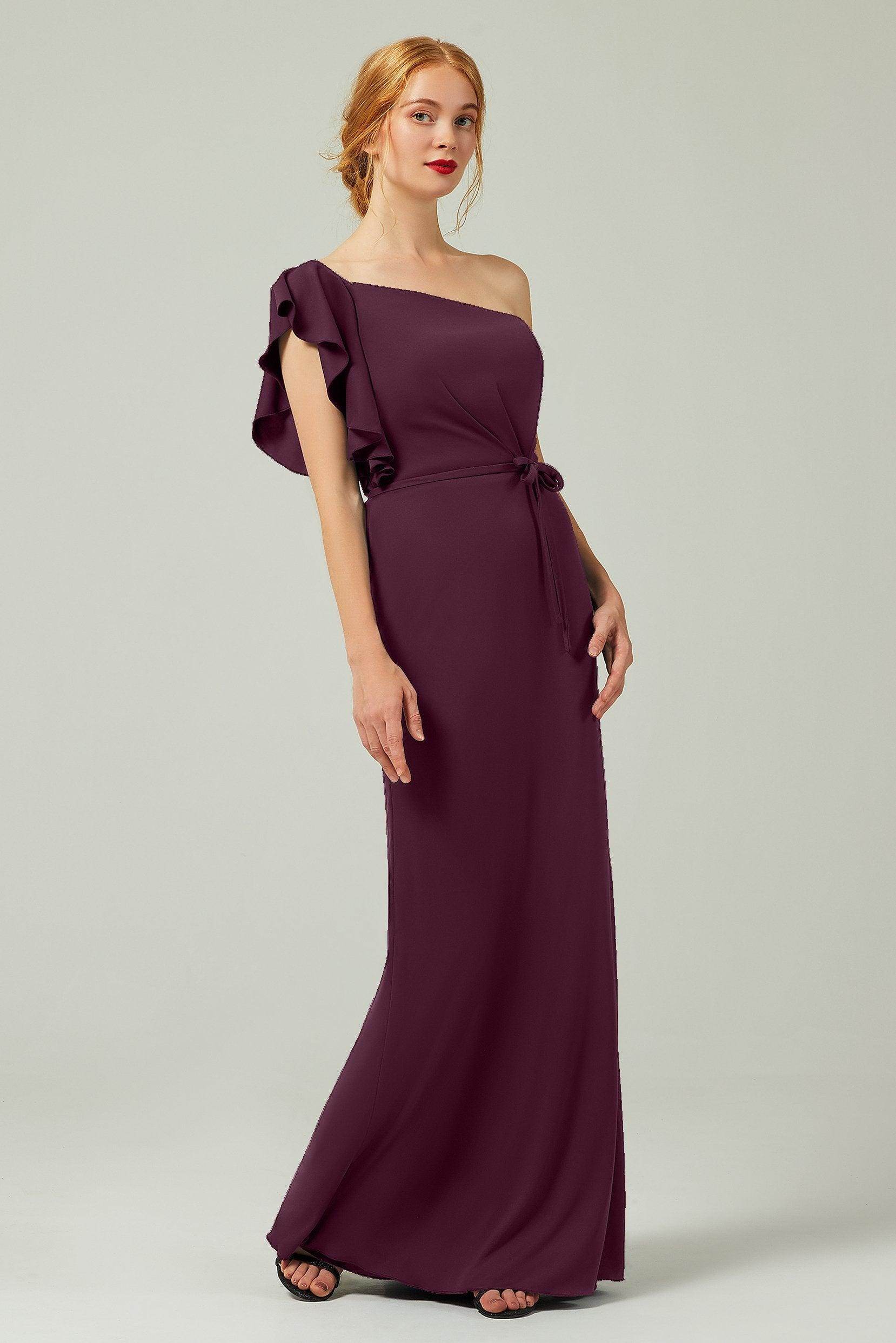 Sheath-Column Floor Length Chiffon Bridesmaid Dress Formal Dresses CB0361 - COCOMELODY