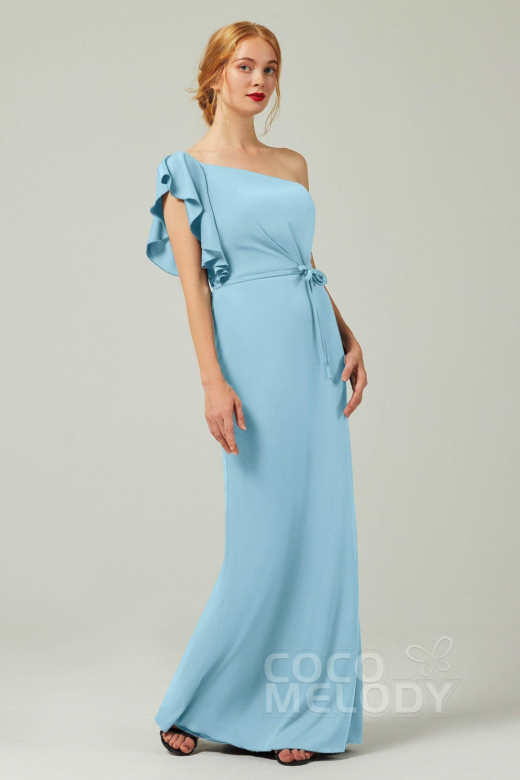 Sheath-Column Floor Length Chiffon Bridesmaid Dress Formal Dresses CB0361 - COCOMELODY