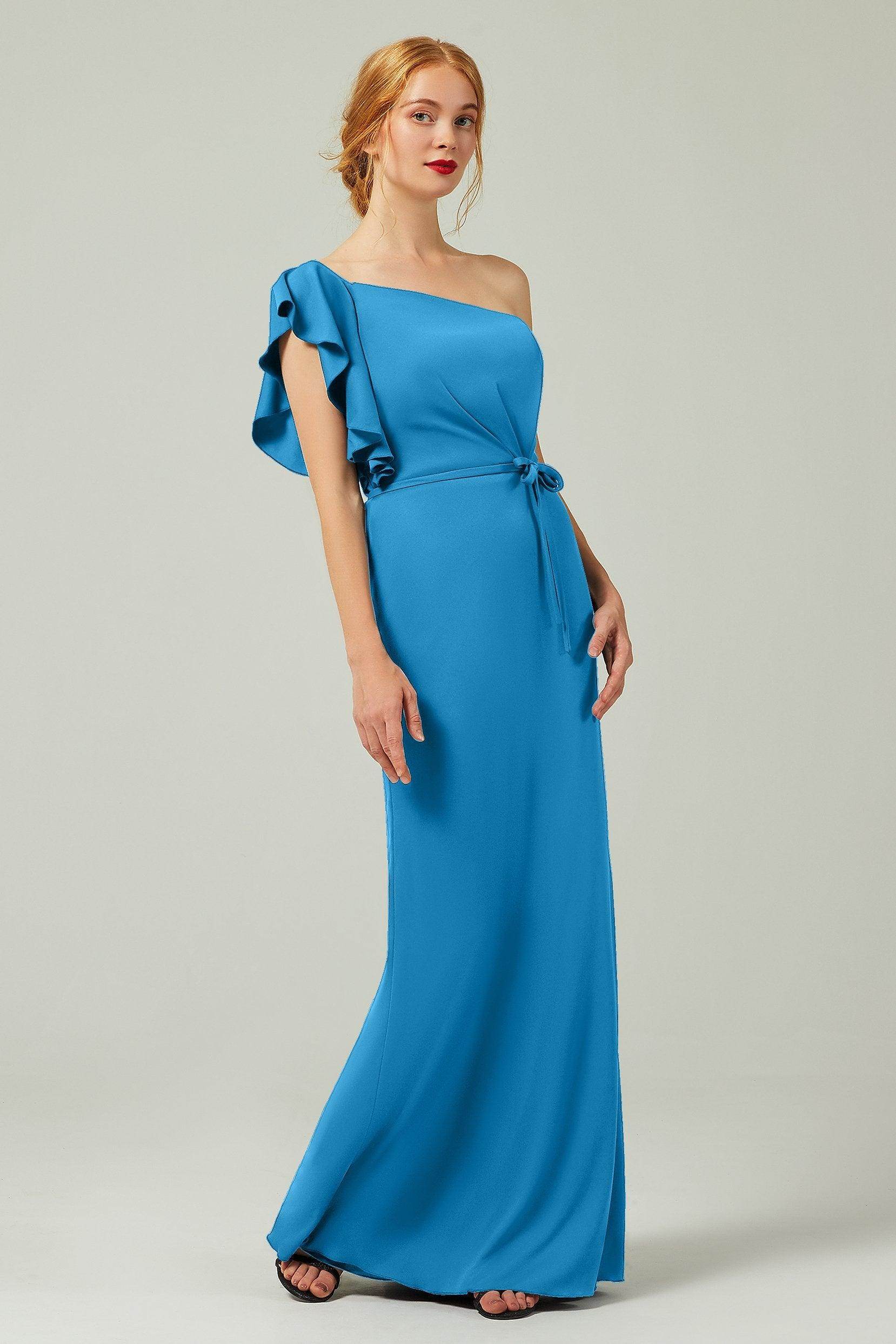 Sheath-Column Floor Length Chiffon Bridesmaid Dress Formal Dresses CB0361 - COCOMELODY