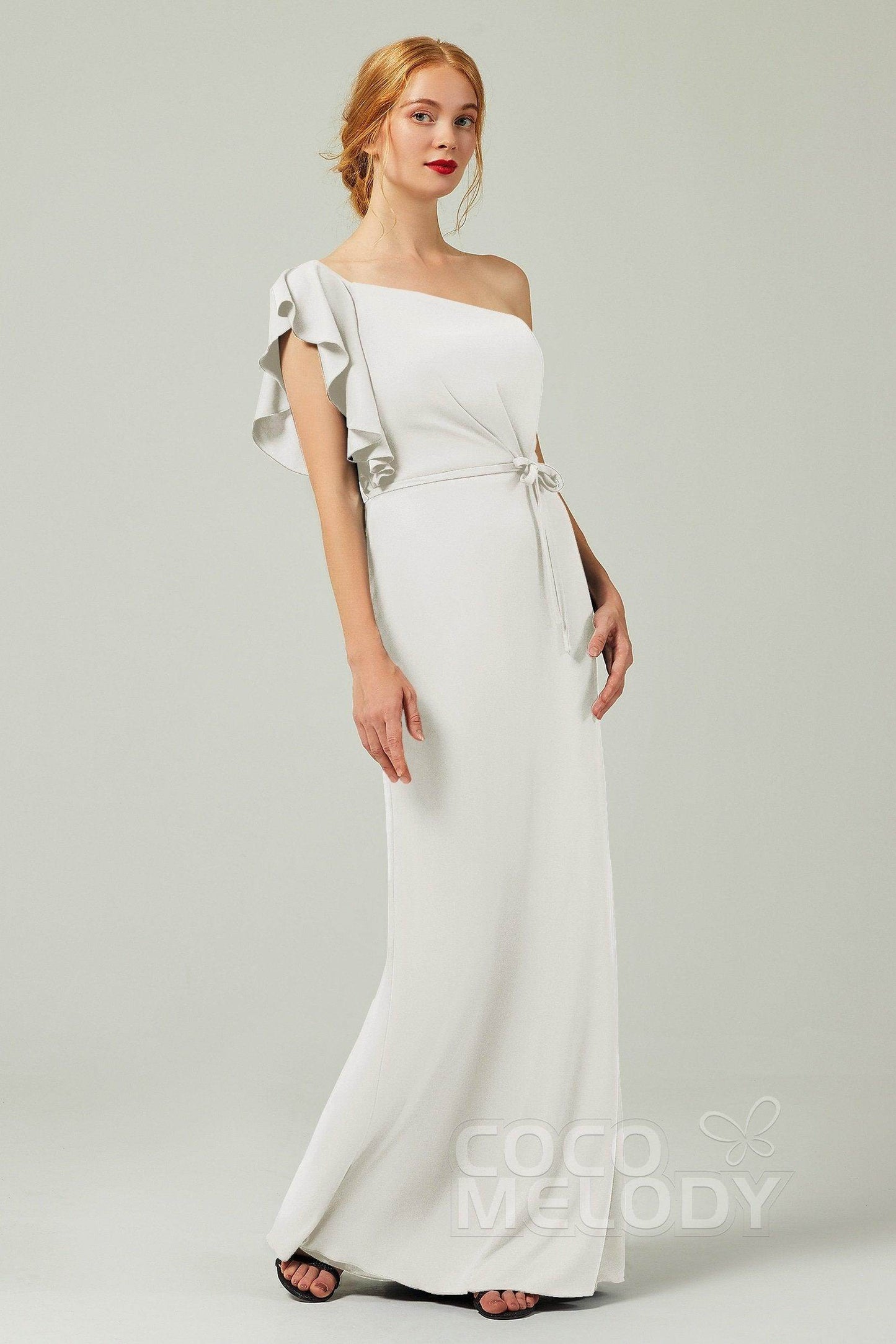 Sheath-Column Floor Length Chiffon Bridesmaid Dress Formal Dresses CB0361 - COCOMELODY