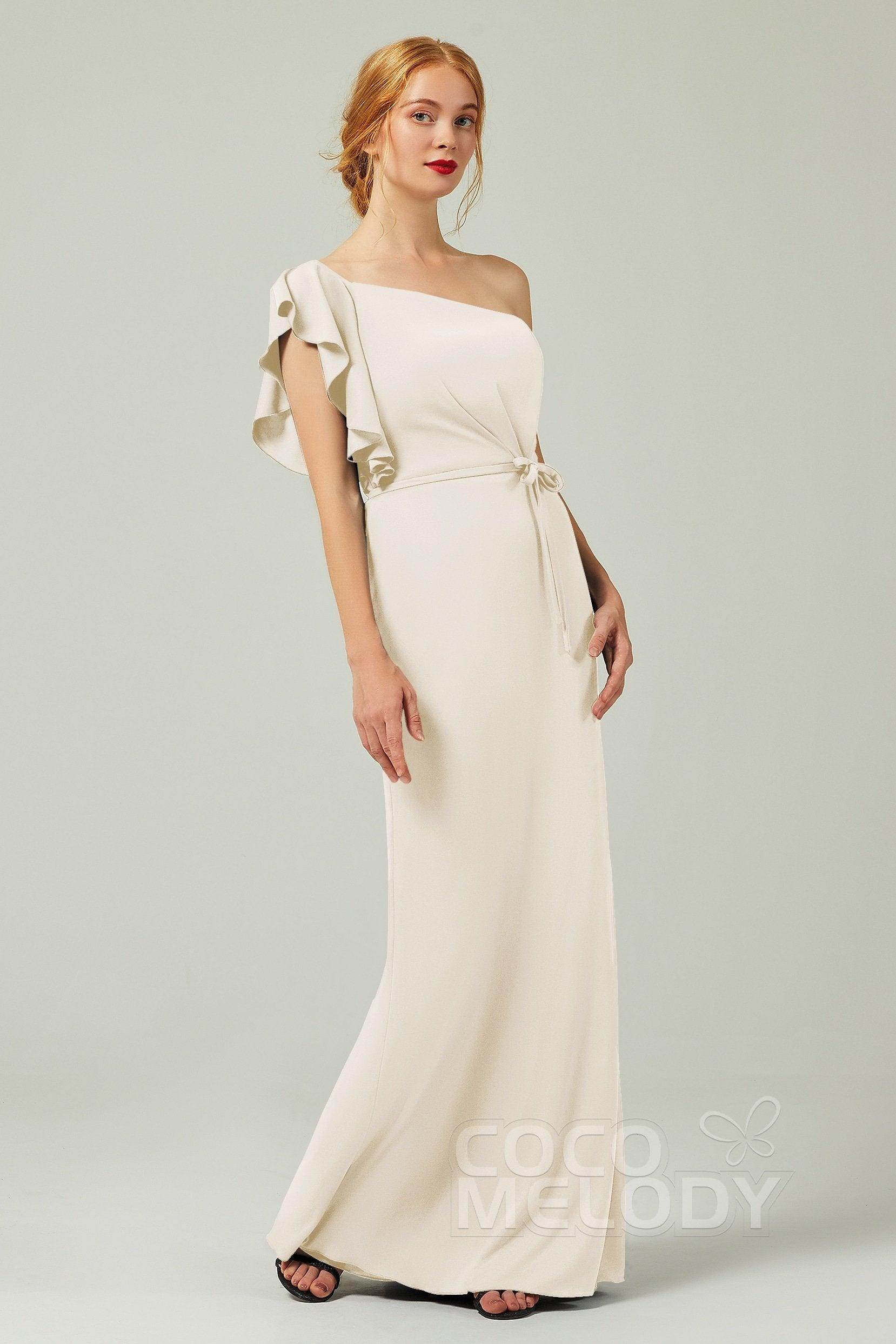 Sheath-Column Floor Length Chiffon Bridesmaid Dress Formal Dresses CB0361 - COCOMELODY