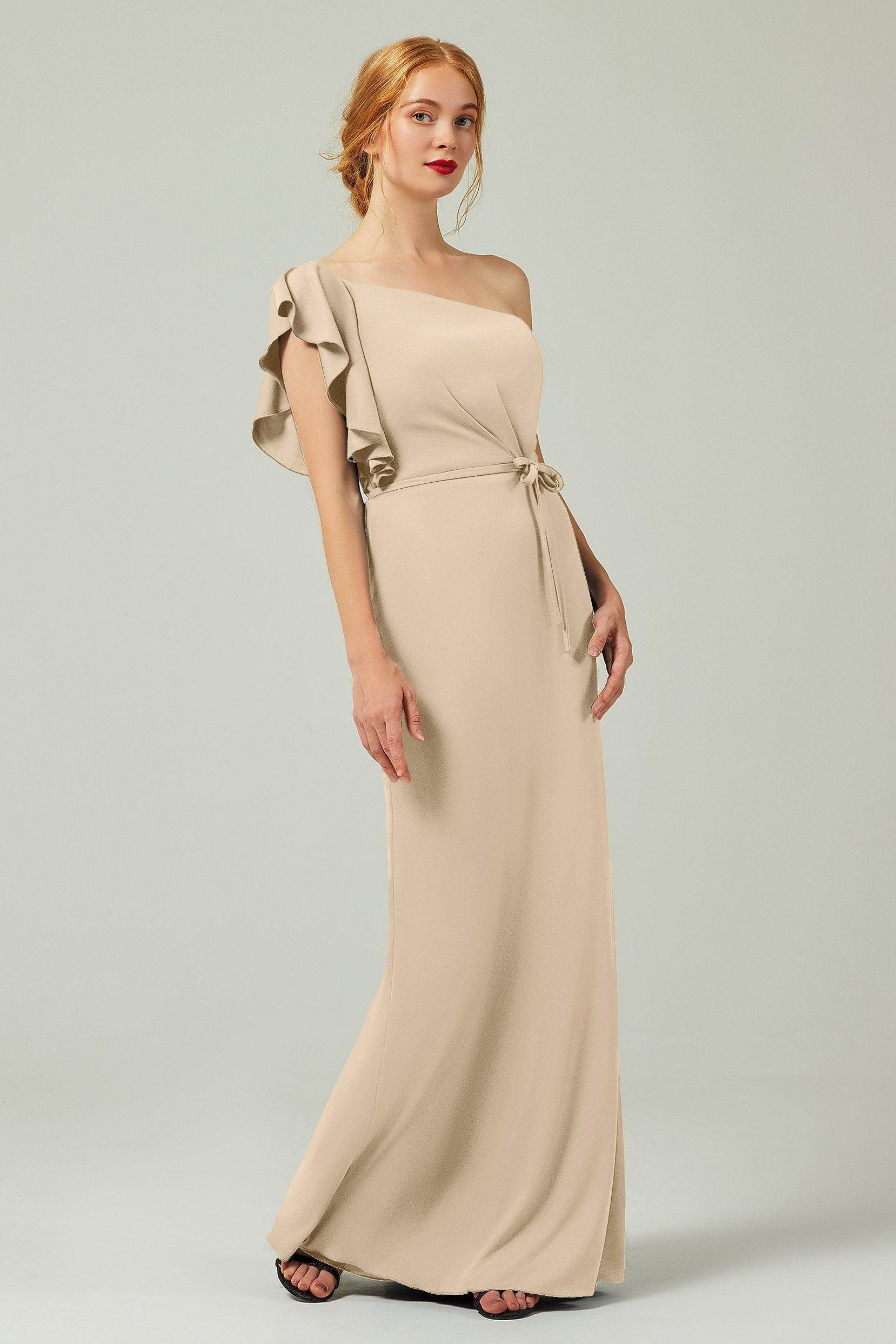 Sheath-Column Floor Length Chiffon Bridesmaid Dress Formal Dresses CB0361 - COCOMELODY