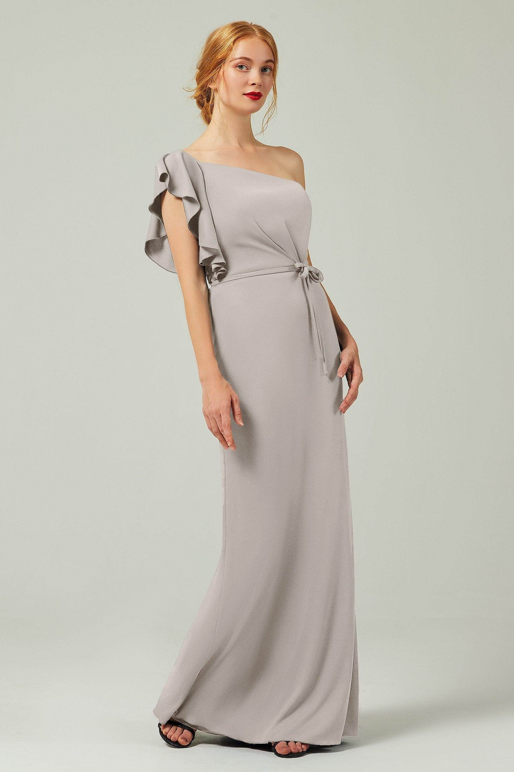 Sheath-Column Floor Length Chiffon Bridesmaid Dress Formal Dresses CB0361 - COCOMELODY