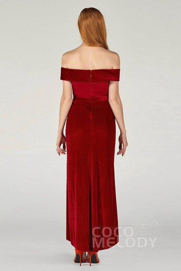 Sheath-Column Ankle Length Velvet Dress CB0365CS - COCOMELODY