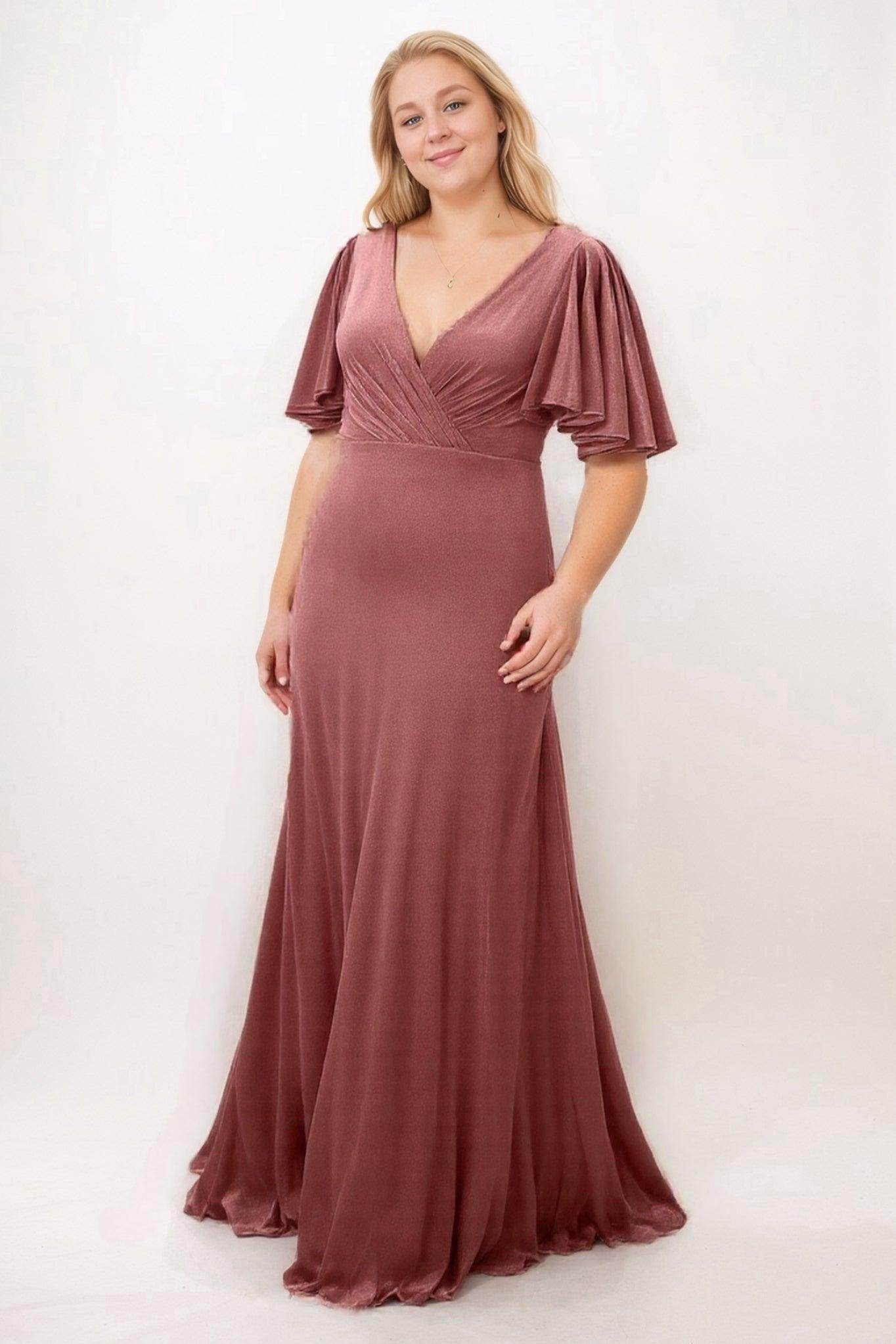 Chic Velvet Bell Sleeve Plus Size Bridesmaid Dress with Pleat COCOMELODYCB0367PS Chic Velvet Bell Sleeve Plus Size Bridesmaid Dress with Pleat COCOMELODYCB0367PS