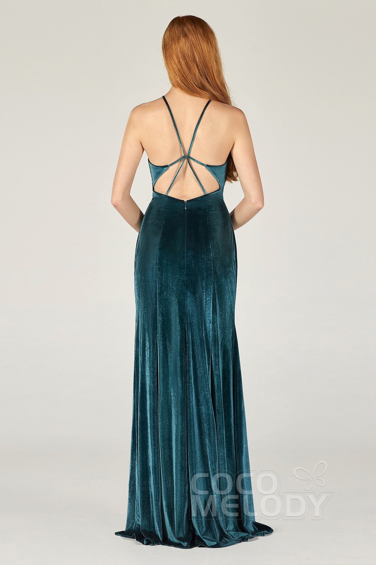 Sheath-Column Floor Length Velvet Bridesmaid Dress CB0372