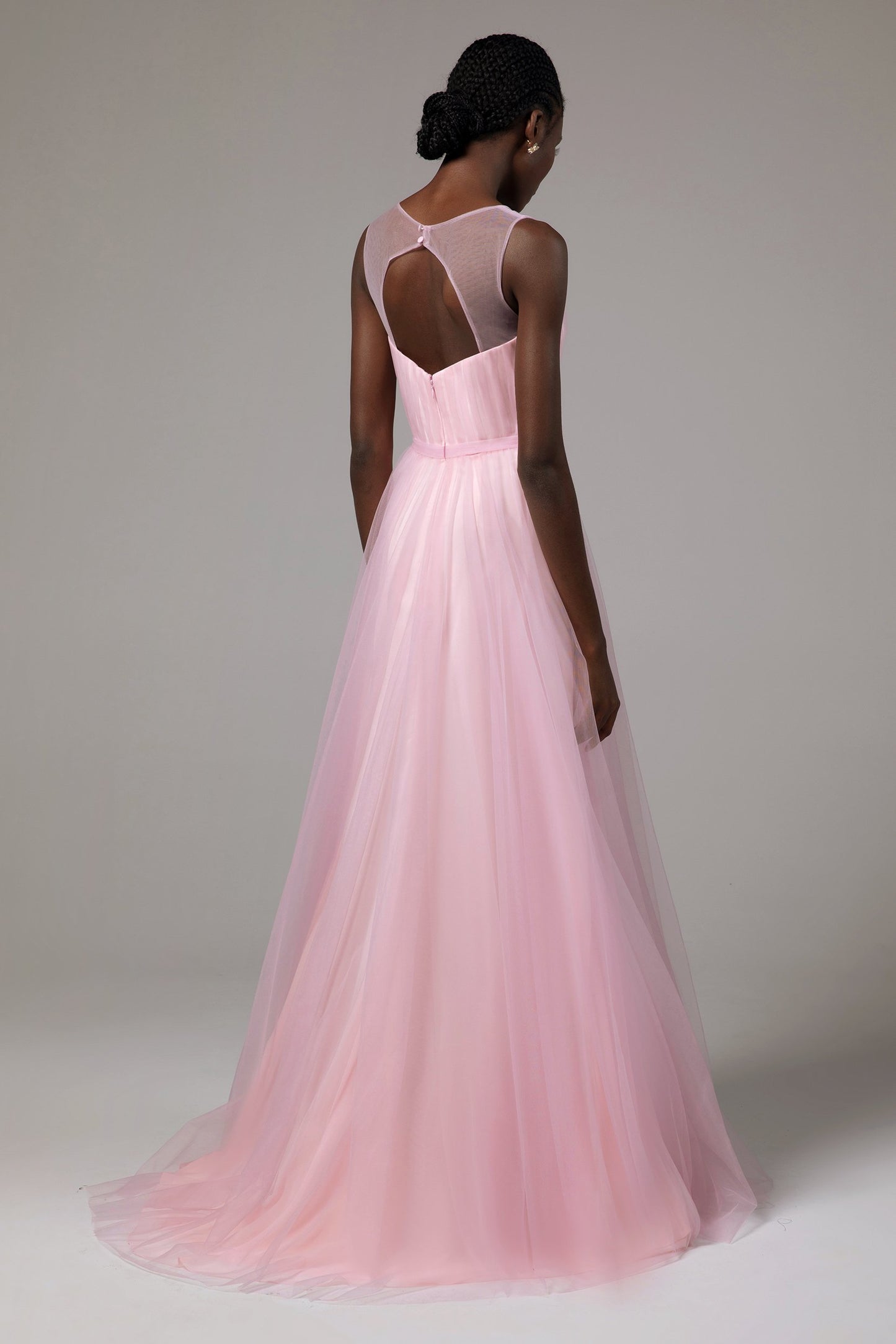 A-Line Floor Length Tulle/Chiffon Bridesmaid Dress CB0392