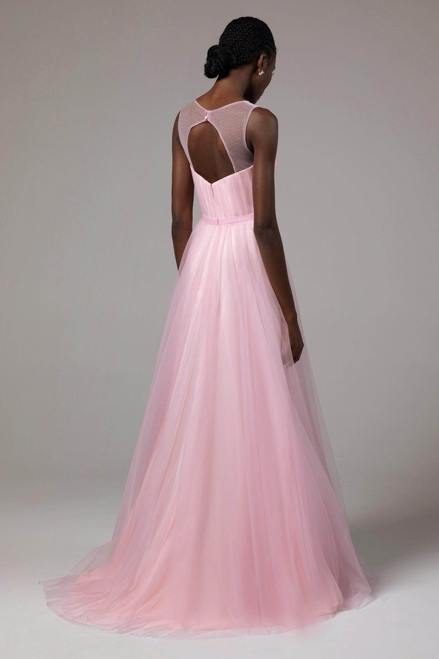 A-Line Floor Length Tulle/Chiffon Bridesmaid Dress CB0392 - COCOMELODY