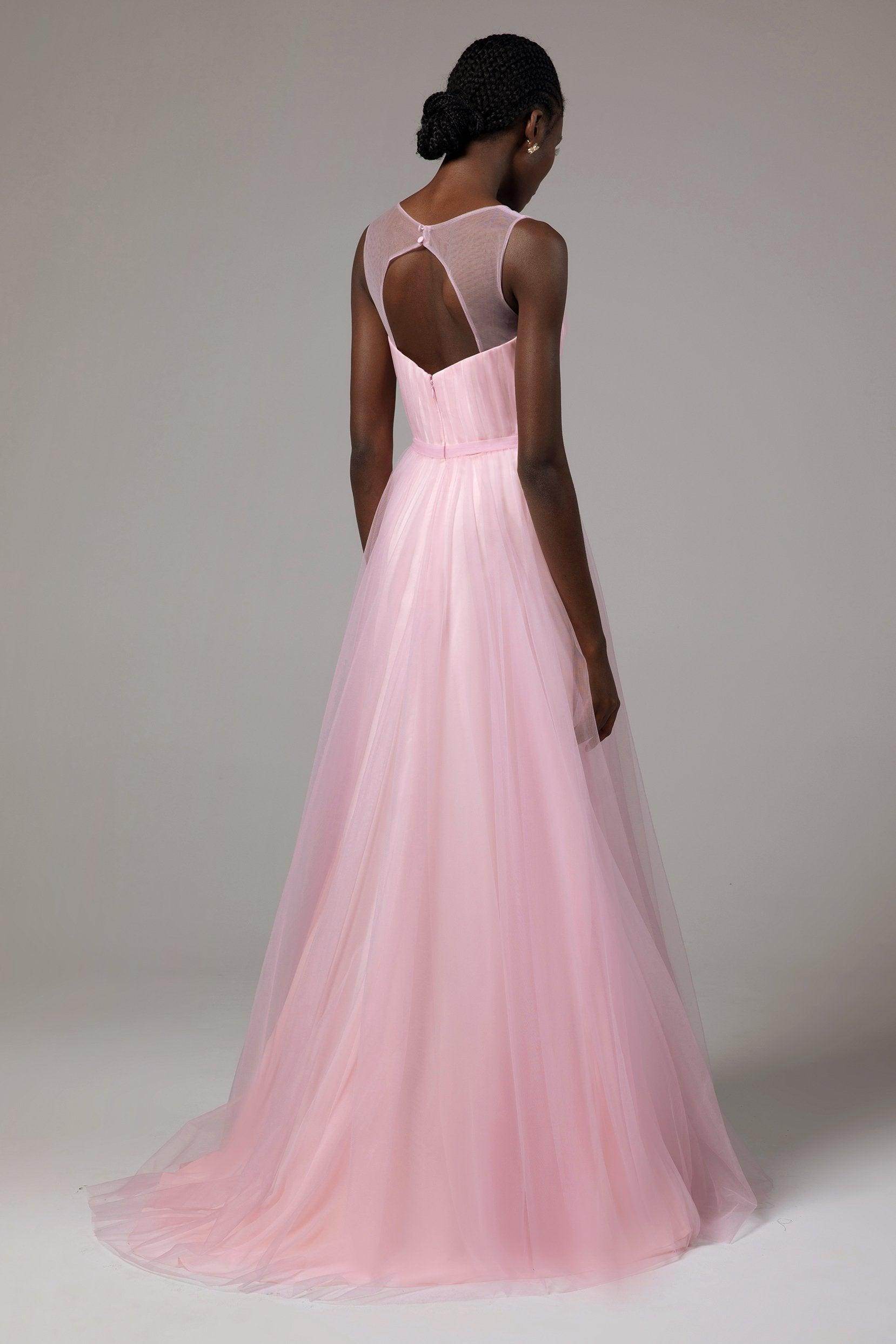A-Line Floor Length Tulle/Chiffon Bridesmaid Dress CB0392 - COCOMELODY