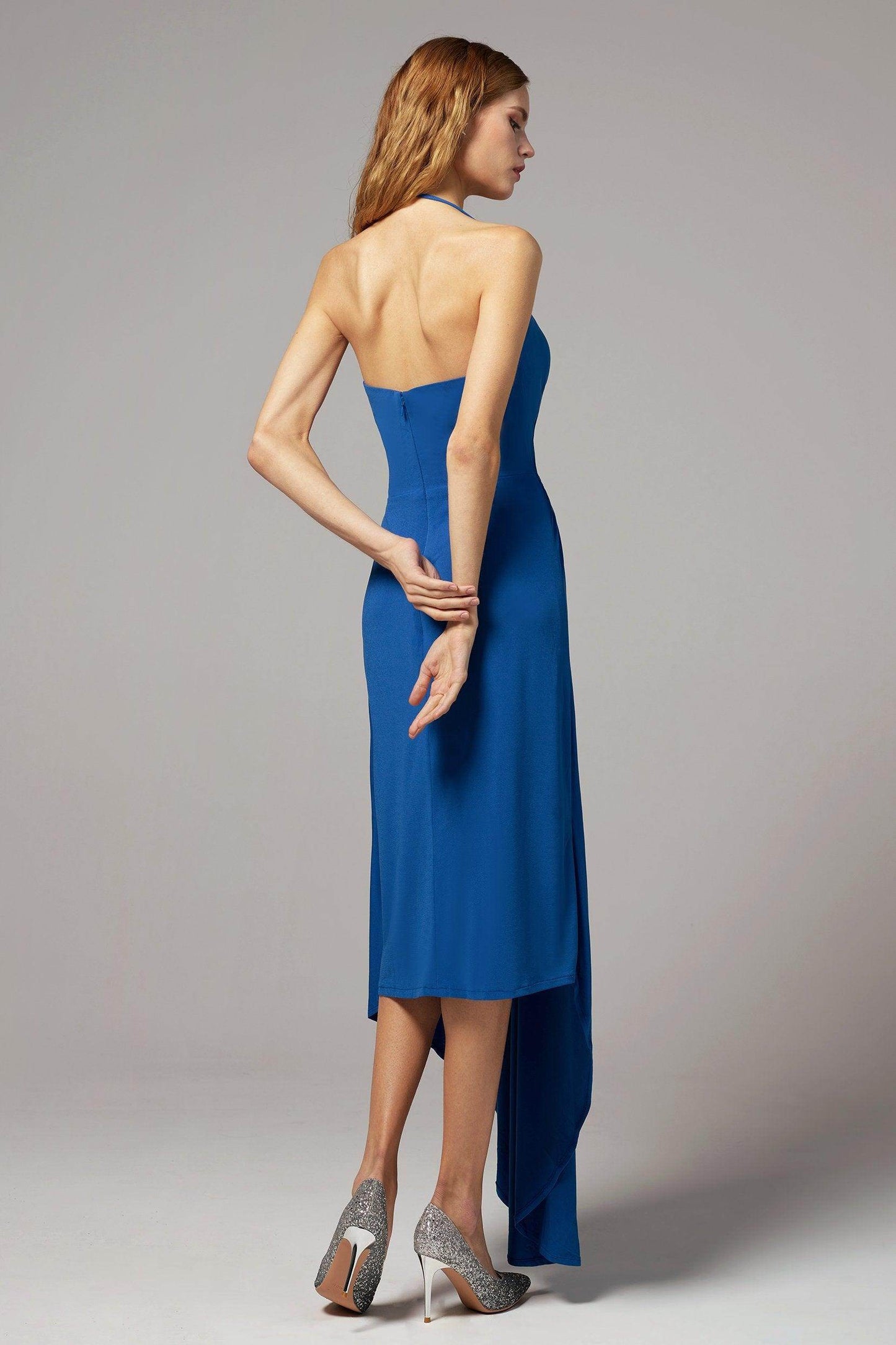 Asymmetrical High-Low Knitted Fabric Bridesmaid Dress CB0424 - COCOMELODY
