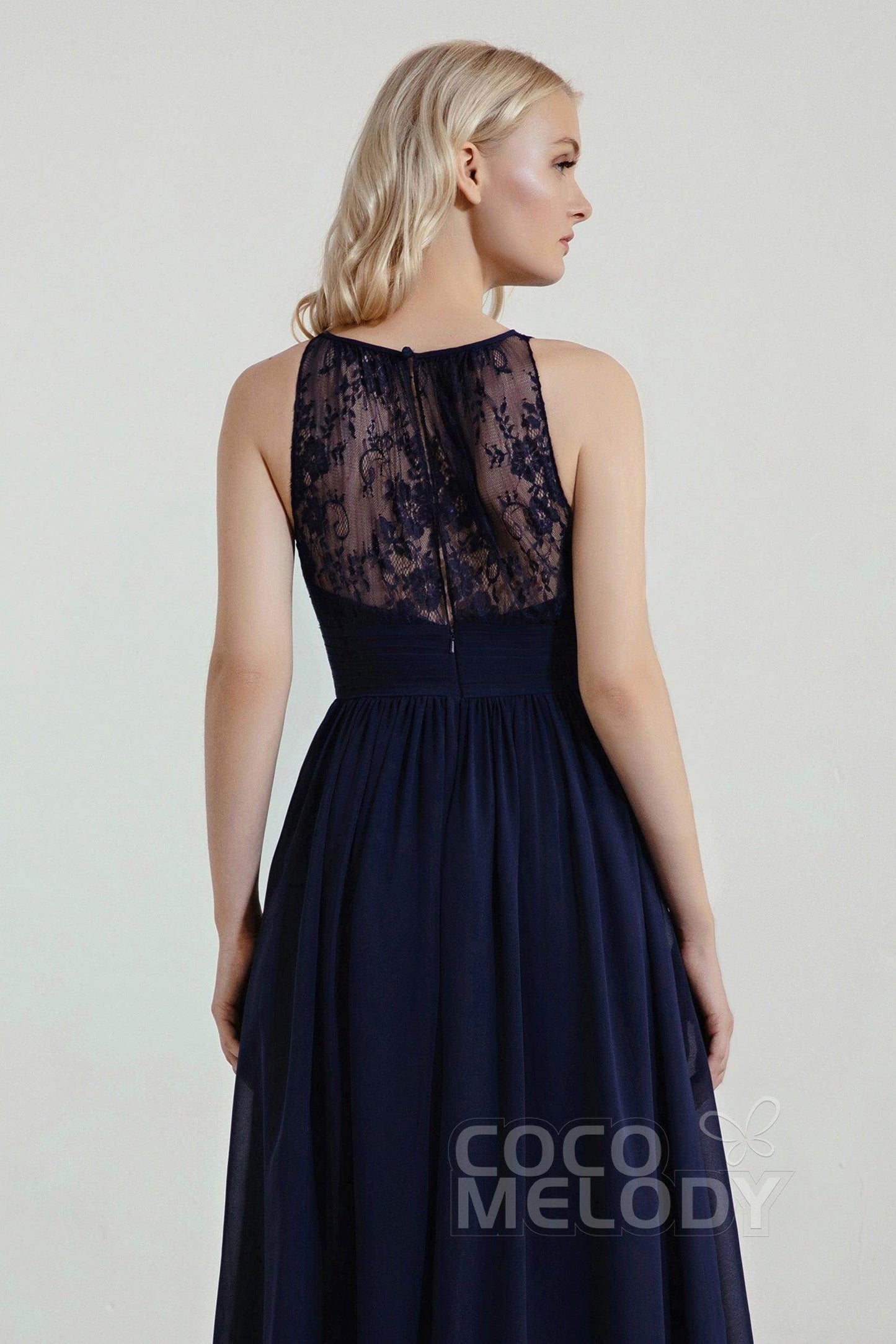 A-Line Floor Length Chiffon/Lace Bridesmaid Dress Formal Dresses CB0440 - COCOMELODY