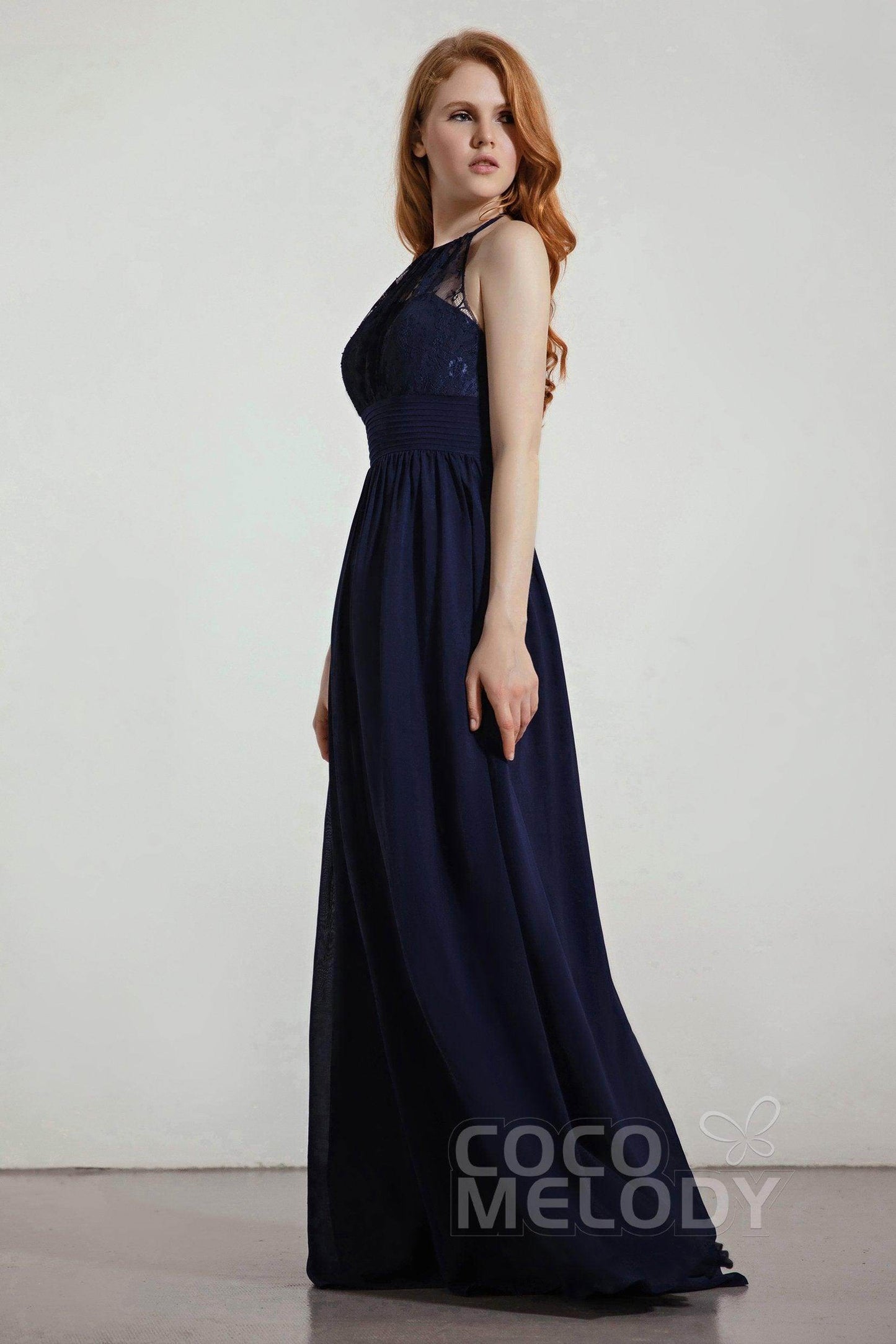 A-Line Floor Length Chiffon/Lace Bridesmaid Dress Formal Dresses CB0442 - COCOMELODY