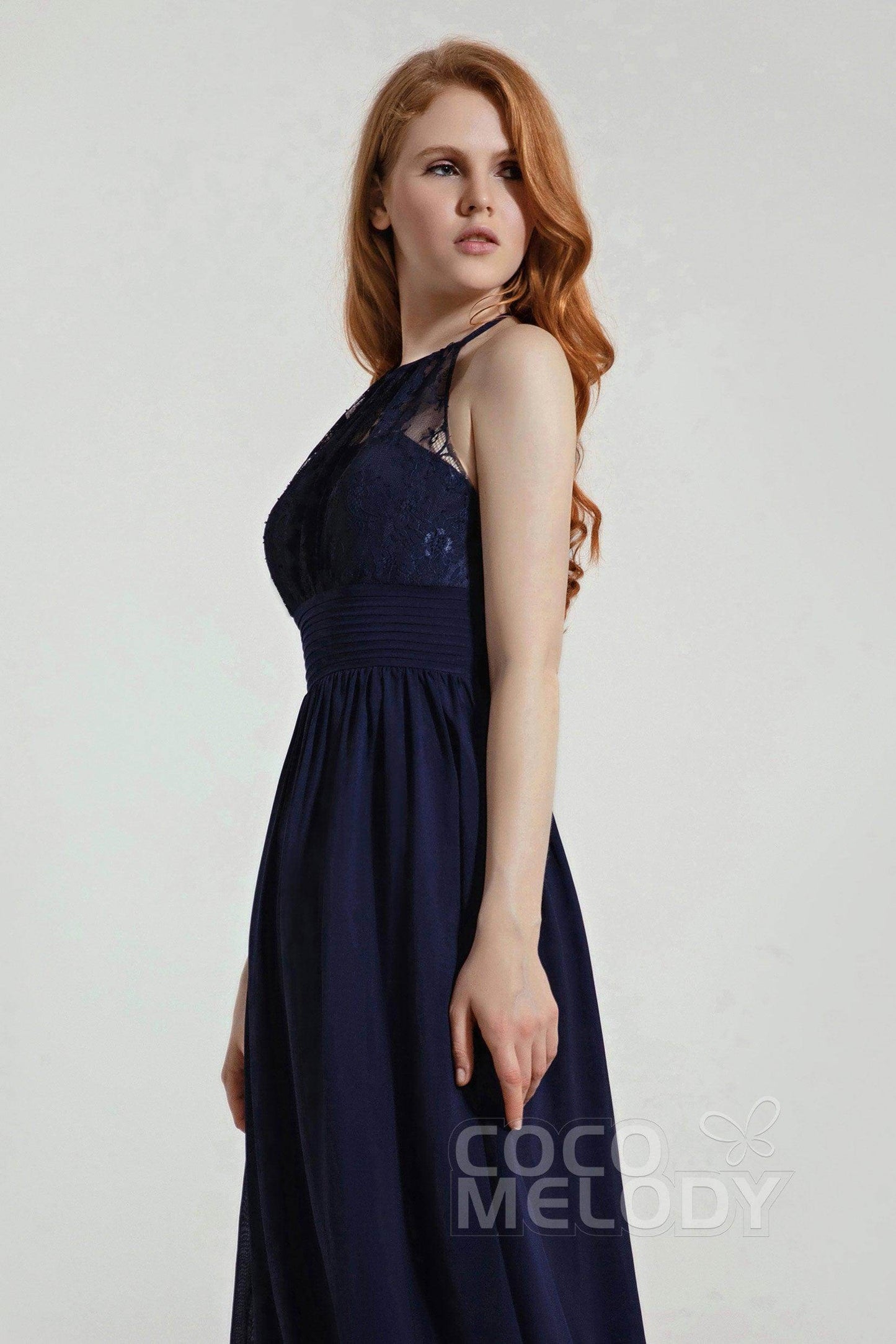 A-Line Floor Length Chiffon/Lace Bridesmaid Dress Formal Dresses CB0442 - COCOMELODY