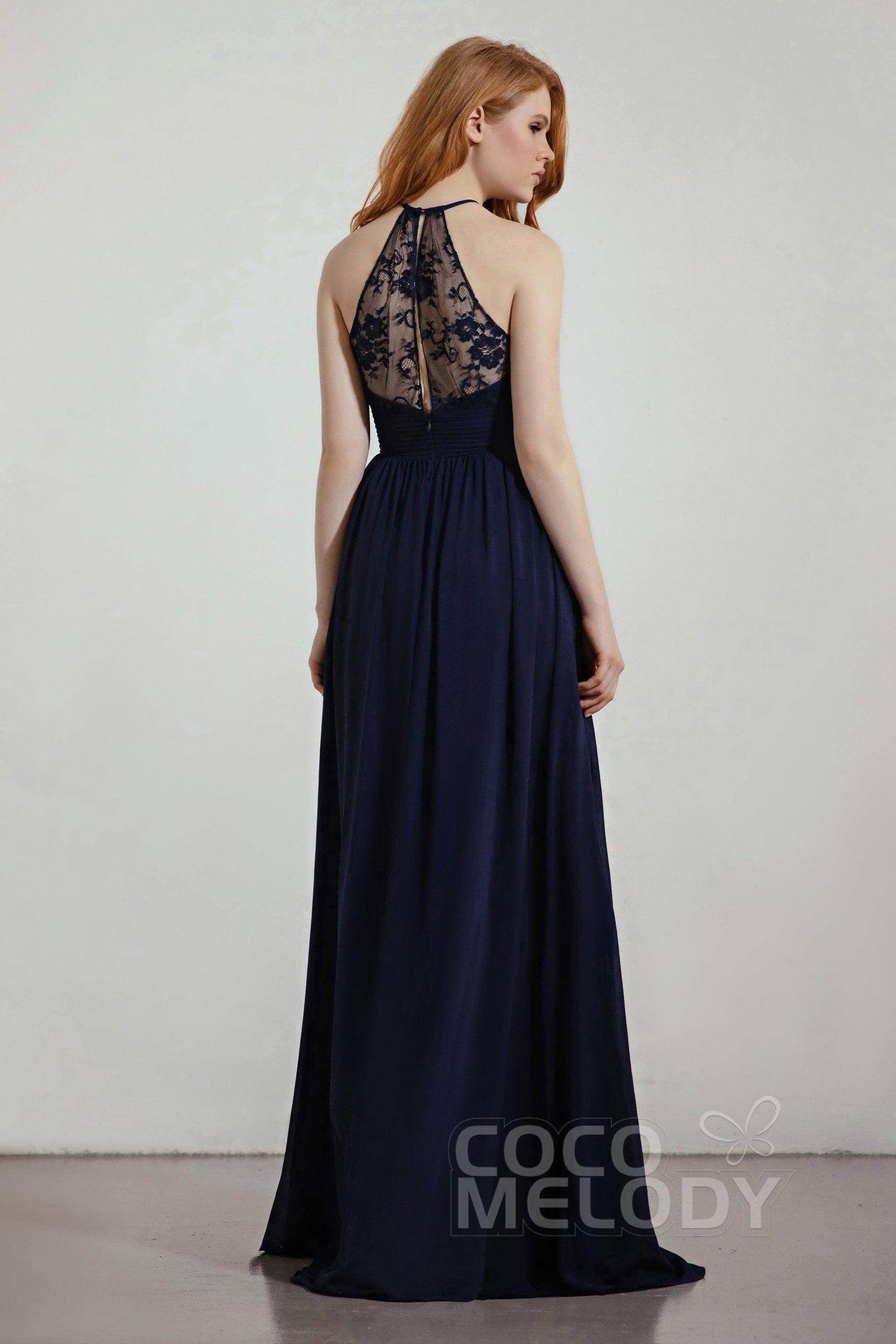 A-Line Floor Length Chiffon/Lace Bridesmaid Dress Formal Dresses CB0442 - COCOMELODY