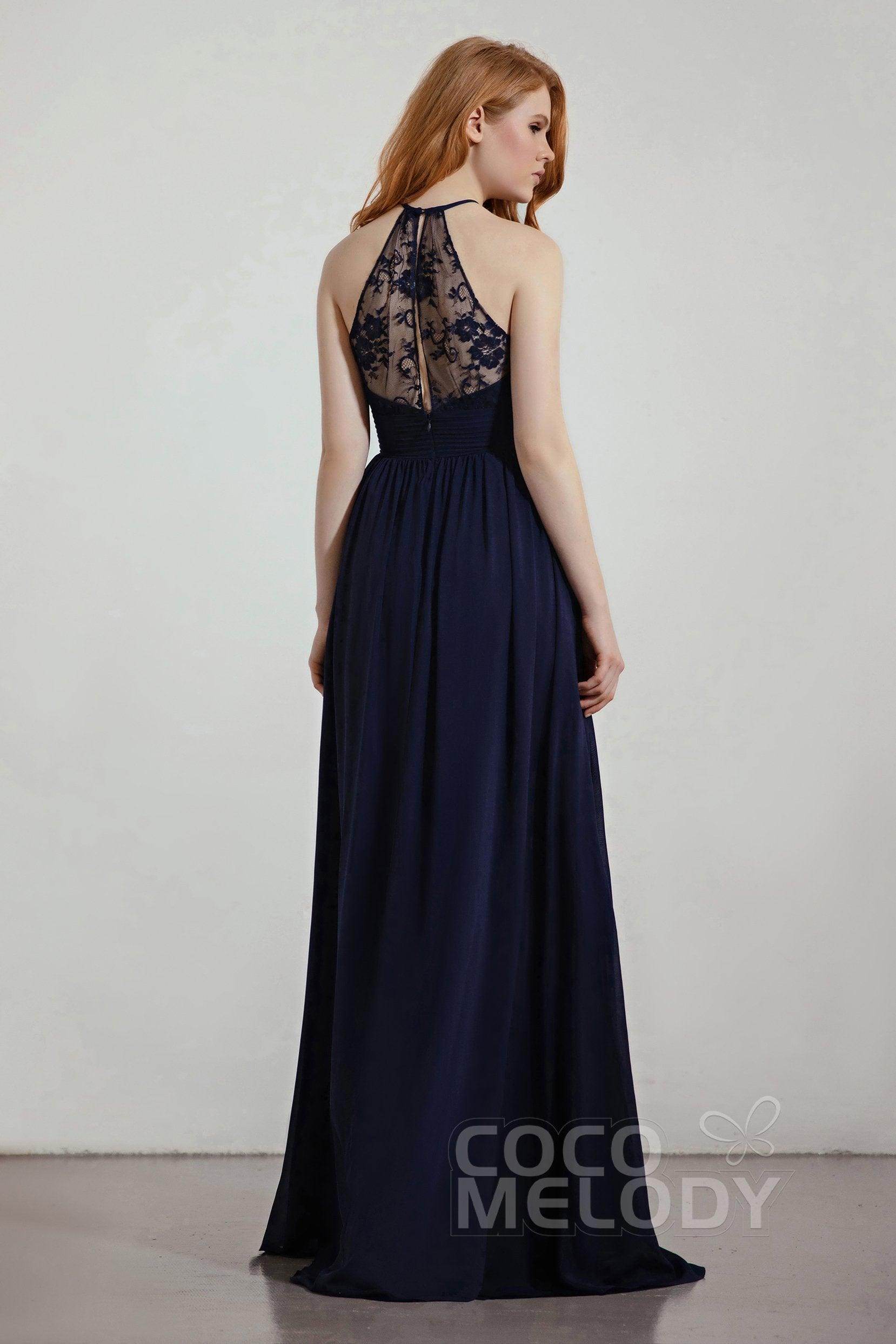 A-Line Floor Length Chiffon/Lace Bridesmaid Dress Formal Dresses CB0442 - COCOMELODY