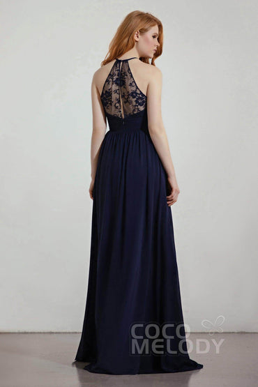 A-Line Floor Length Chiffon/Lace Bridesmaid Dress Formal Dresses CB0442 - COCOMELODY