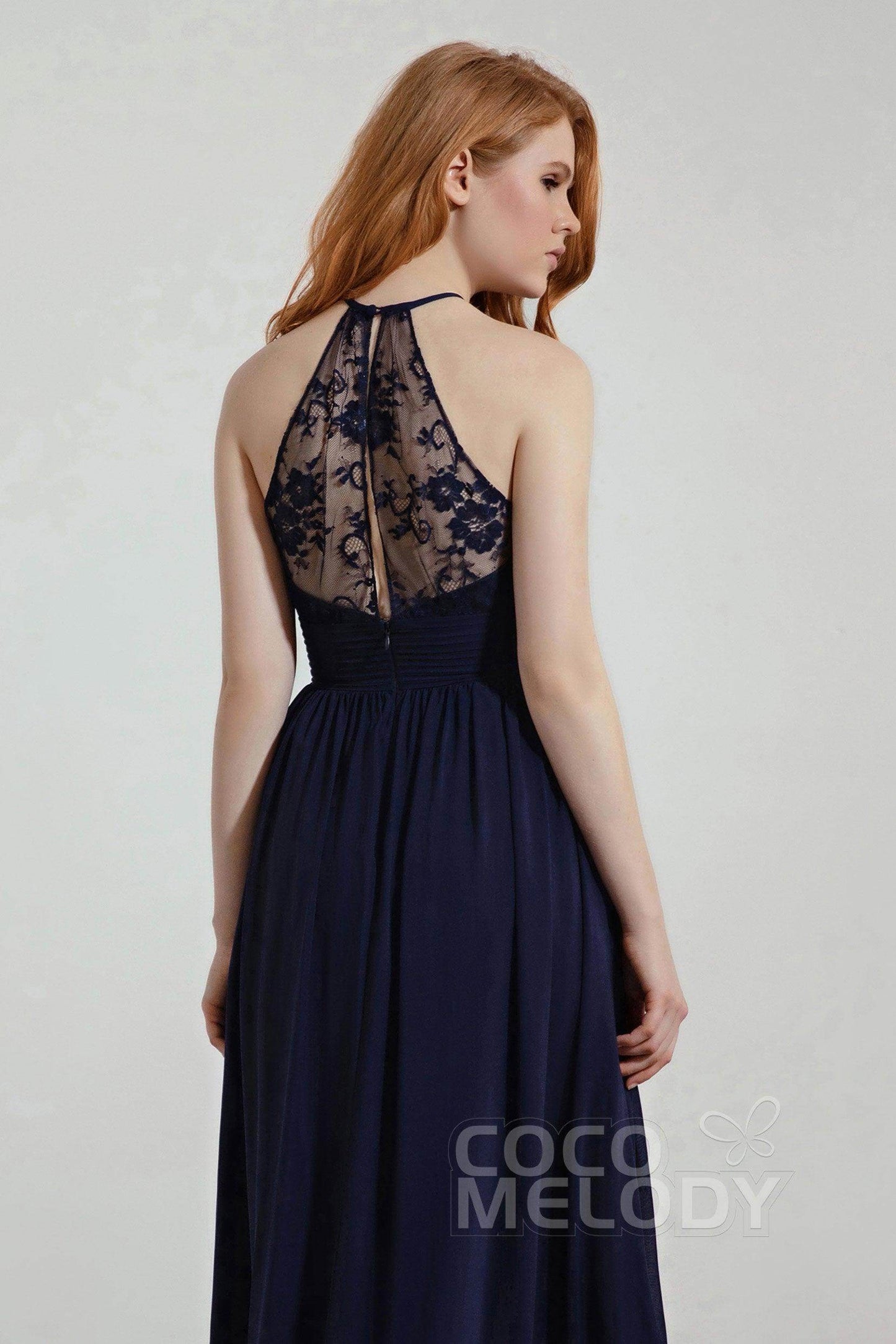 A-Line Floor Length Chiffon/Lace Bridesmaid Dress Formal Dresses CB0442 - COCOMELODY