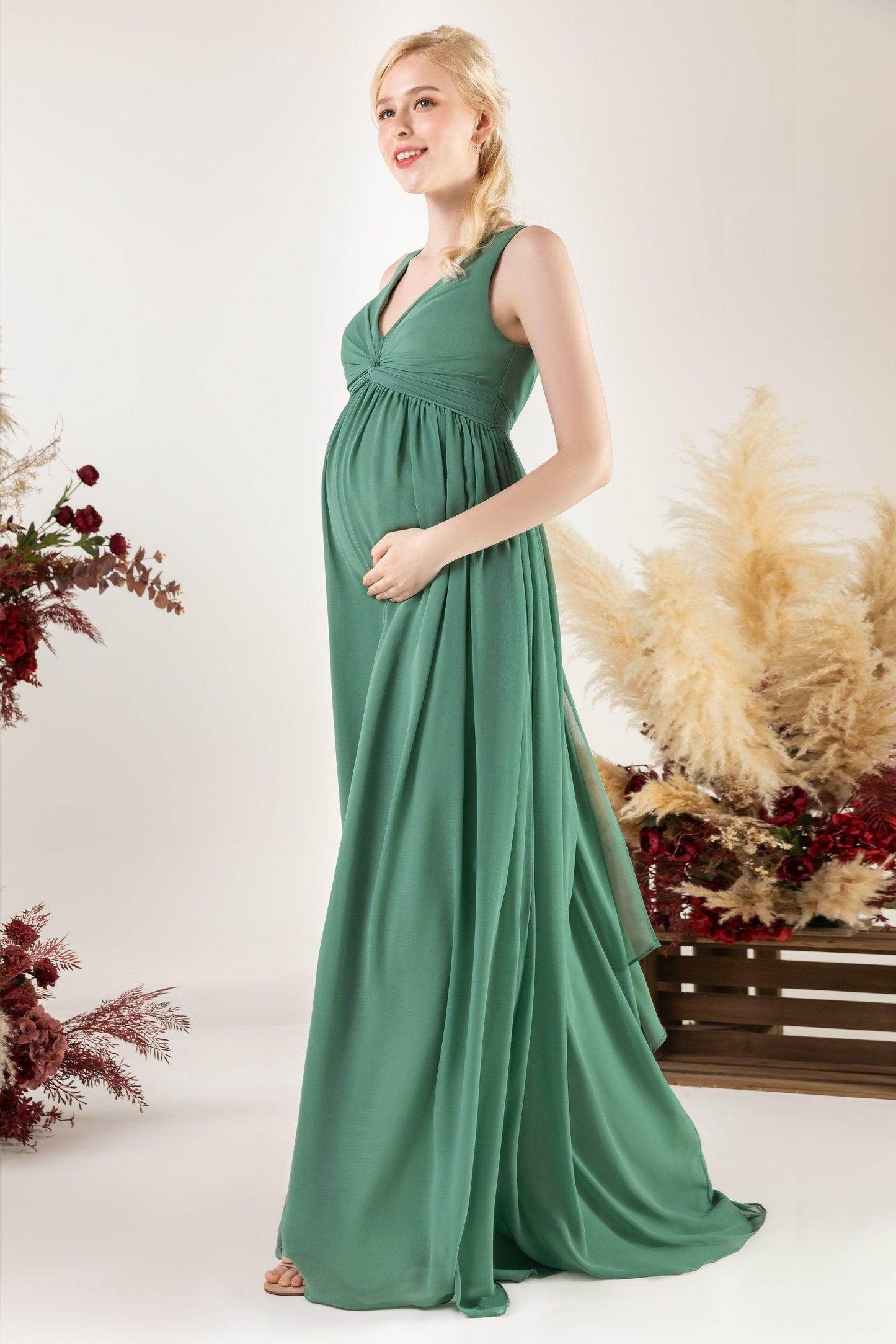 A-Line Sweep-Brush Train Chiffon Bridesmaid Dress CB0452M - COCOMELODY
