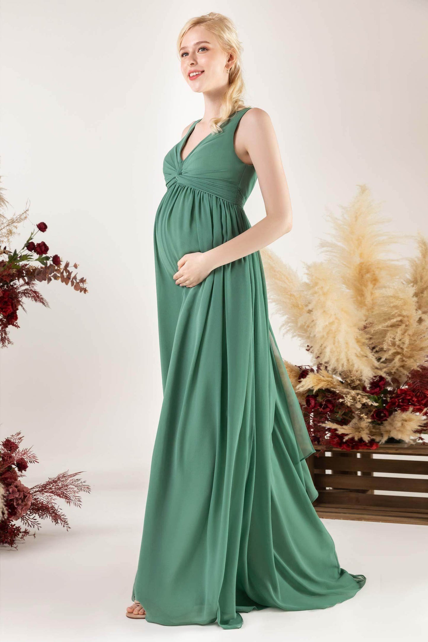 A-Line Sweep-Brush Train Chiffon Bridesmaid Dress CB0452 - COCOMELODY