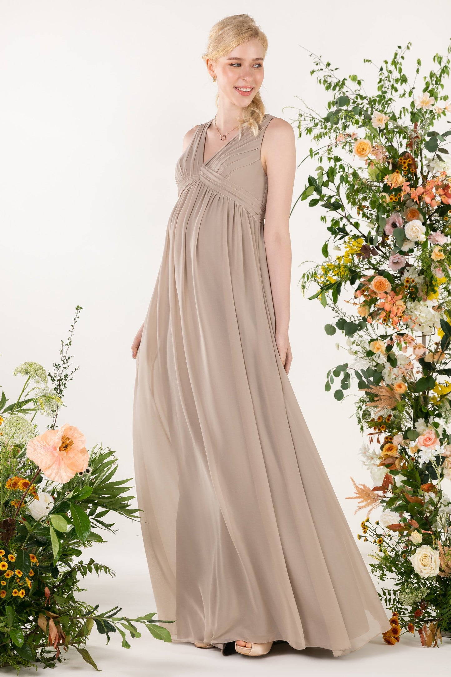 A-Line Sweep-Brush Train Chiffon Bridesmaid Dress CB0455M