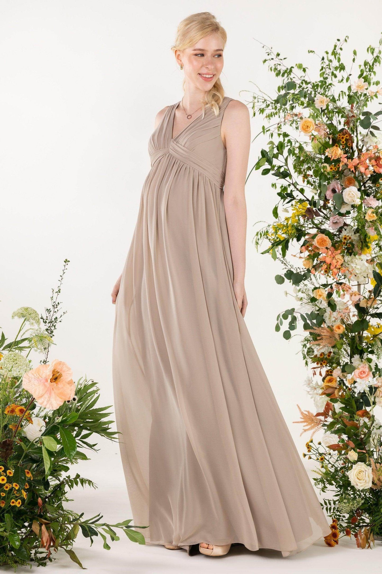 A-Line Sweep-Brush Train Chiffon Bridesmaid Dress CB0455M - COCOMELODY