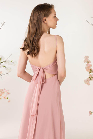 Sheath Sweep-Brush Train Chiffon Bridesmaid Dress CB0457 - COCOMELODY