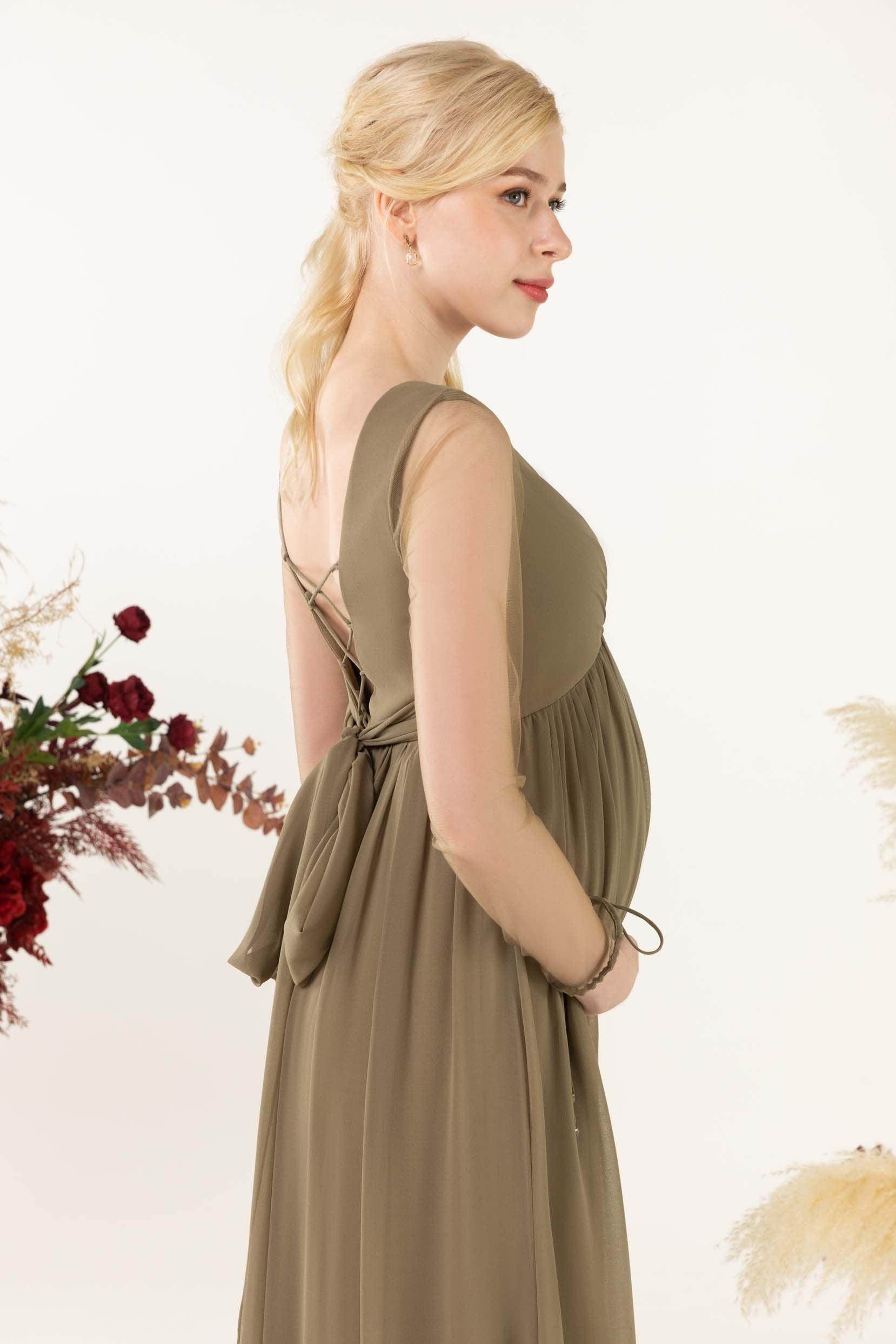 A-Line Sweep-Brush Train Chiffon Bridesmaid Dress CB0461M - COCOMELODY