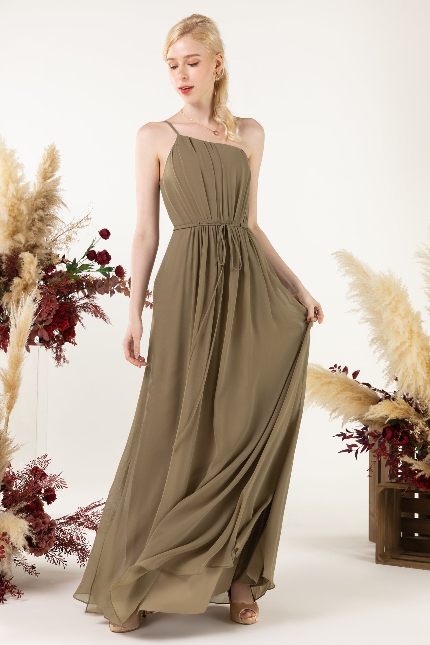 A-Line Floor Length Chiffon Bridesmaid Dress CB0462