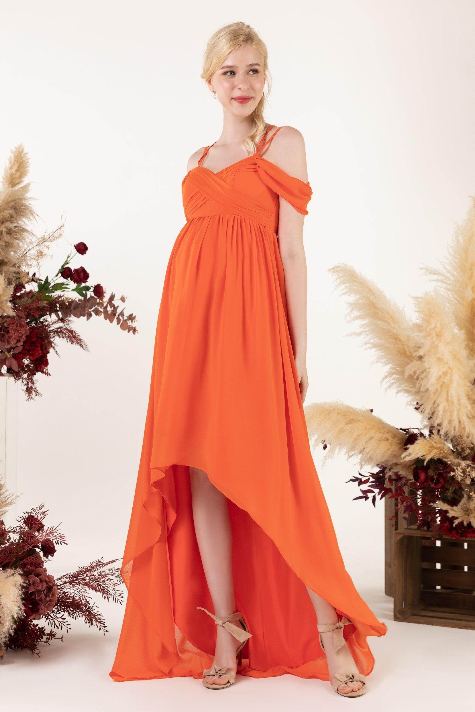 Asymmetrical Sweep Train Chiffon Bridesmaid Dress CB0464M - COCOMELODY