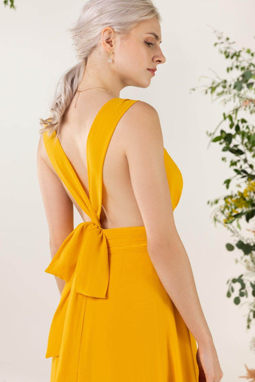 A-Line Sweep-Brush Train Chiffon Bridesmaid Dress CB0467 - COCOMELODY