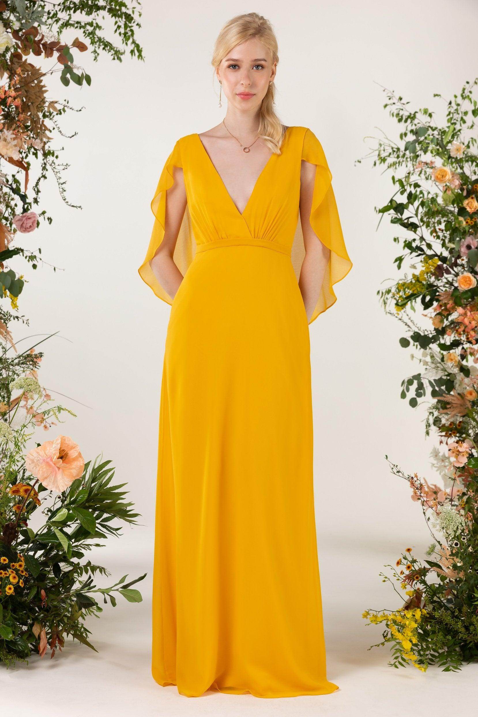 Sheath Sweep-Brush Train Chiffon Bridesmaid Dress CB0468 - COCOMELODY