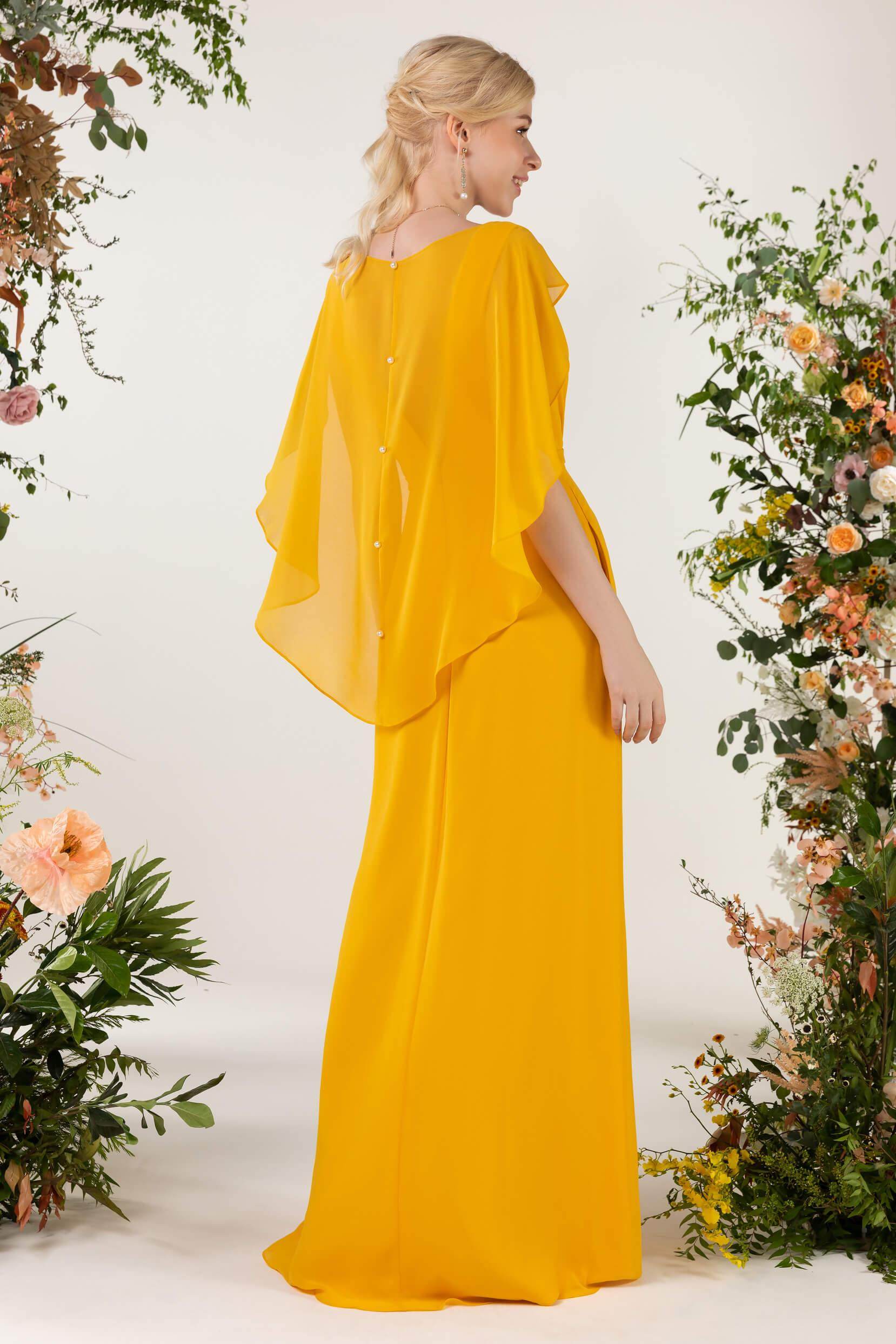 Sheath Sweep-Brush Train Chiffon Bridesmaid Dress CB0468 - COCOMELODY