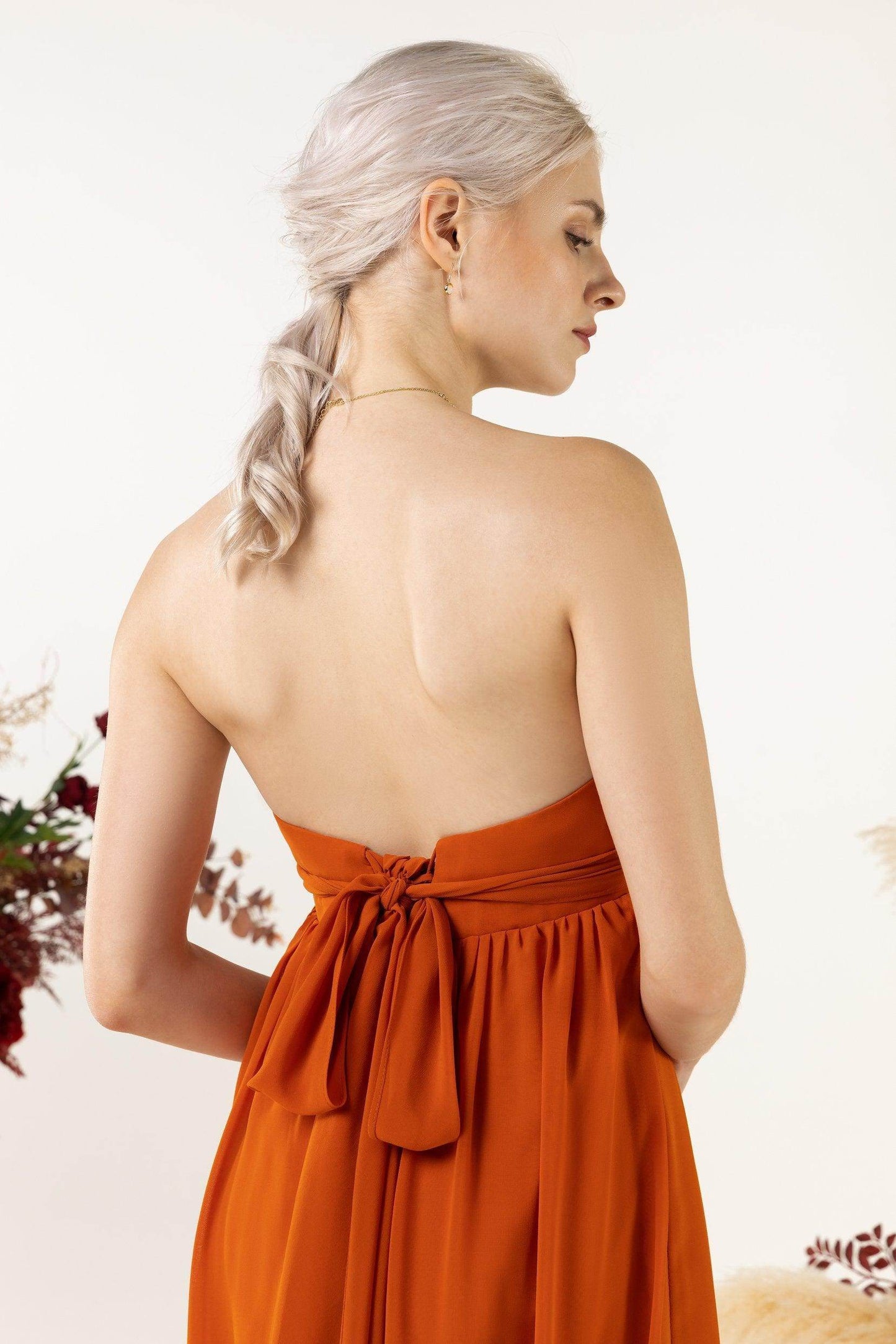 A-Line Sweep-Brush Train Chiffon Bridesmaid Dress CB0470 - COCOMELODY