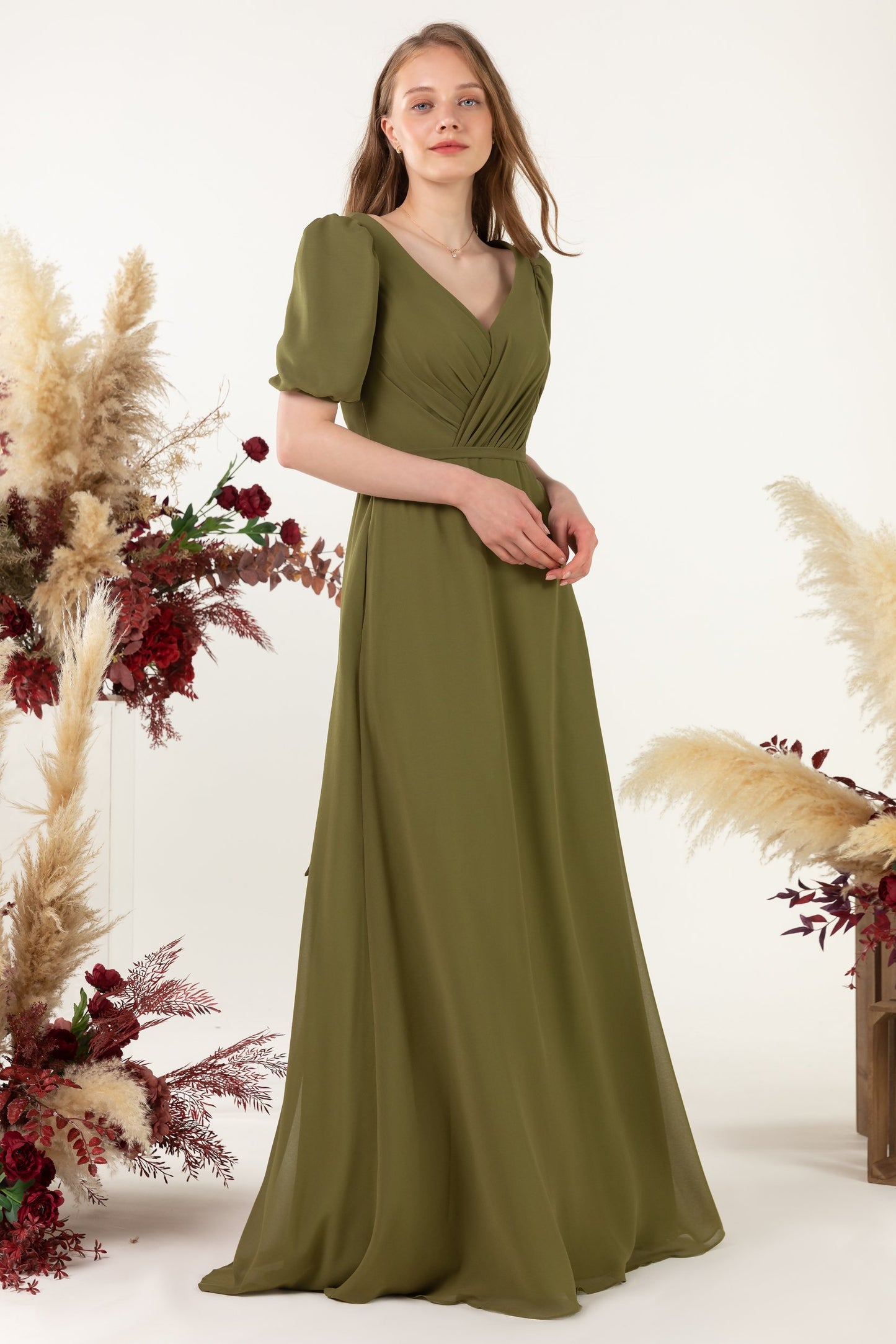 Sheath-Column Floor Length Chiffon Bridesmaid Dress CB0475