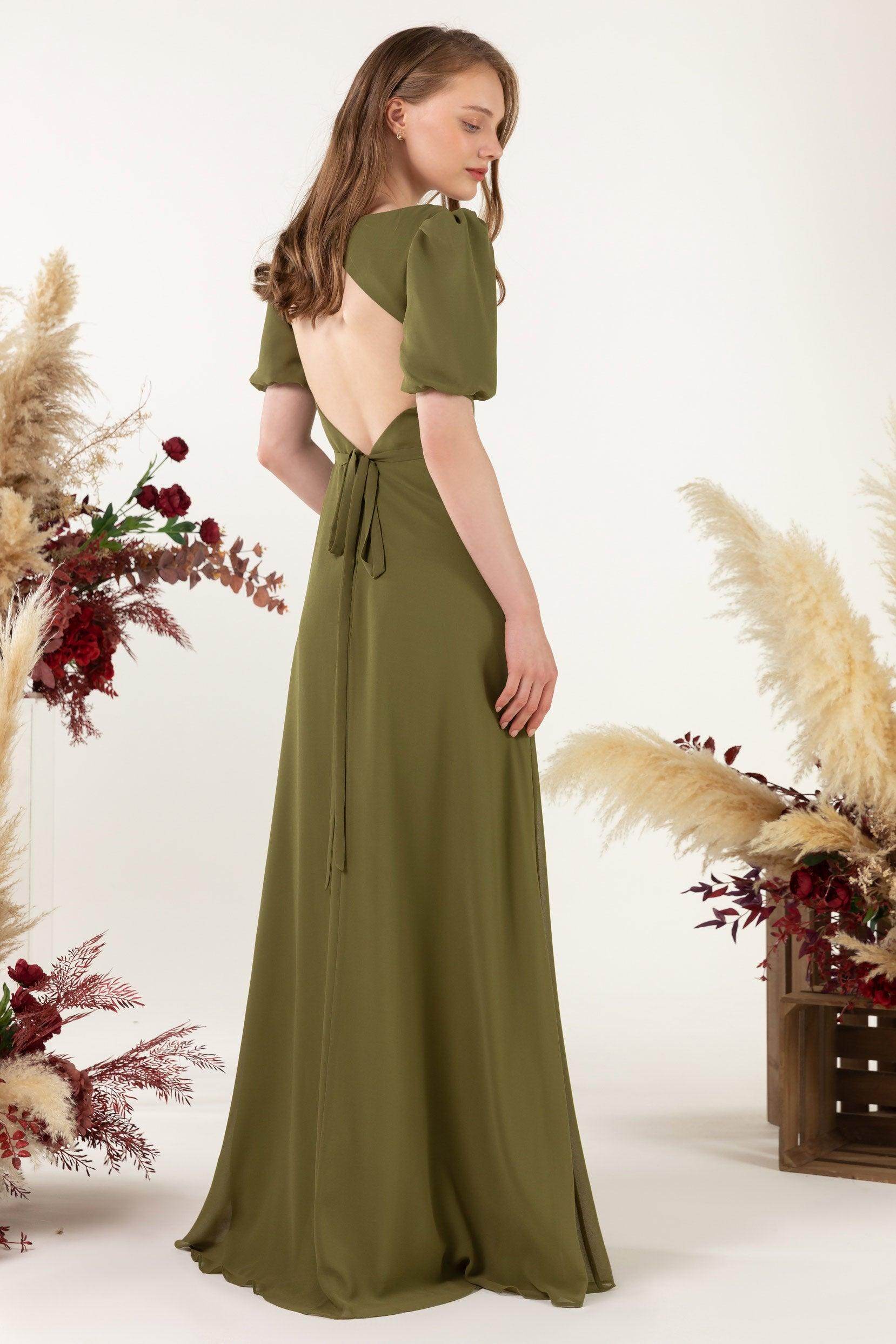 Sheath-Column Floor Length Chiffon Bridesmaid Dress CB0475 - COCOMELODY