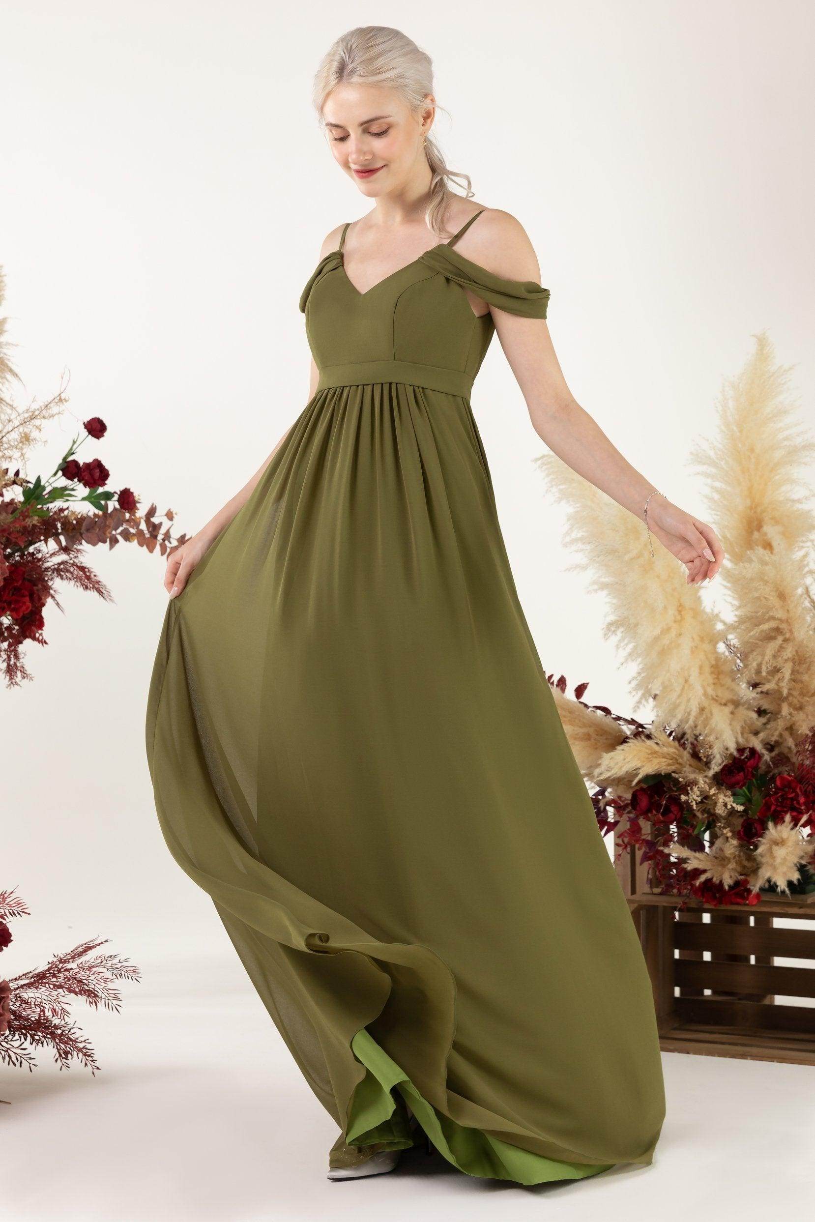 A-Line Floor Length Chiffon Bridesmaid Dress CB0476 - COCOMELODY