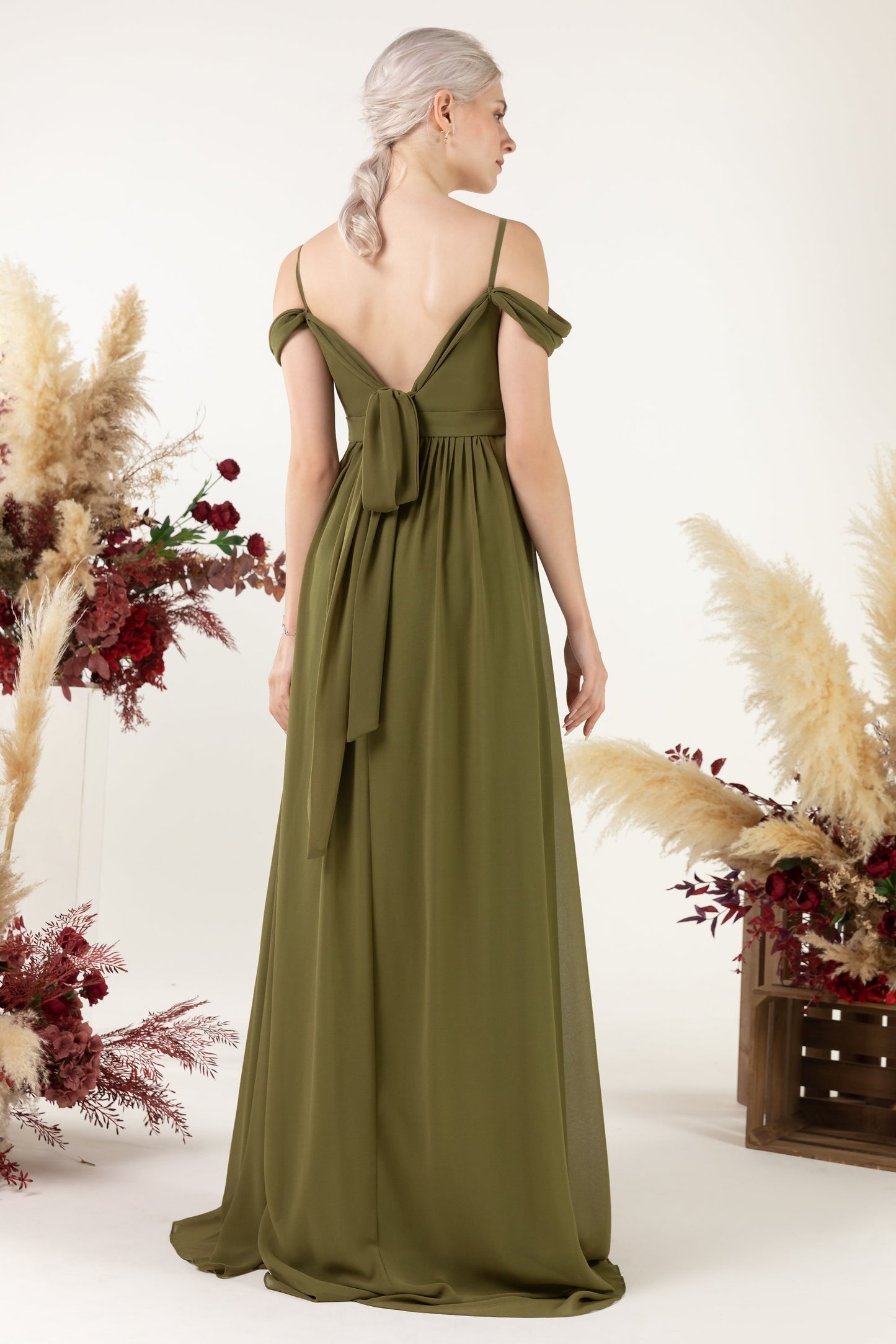 A-Line Floor Length Chiffon Bridesmaid Dress CB0476