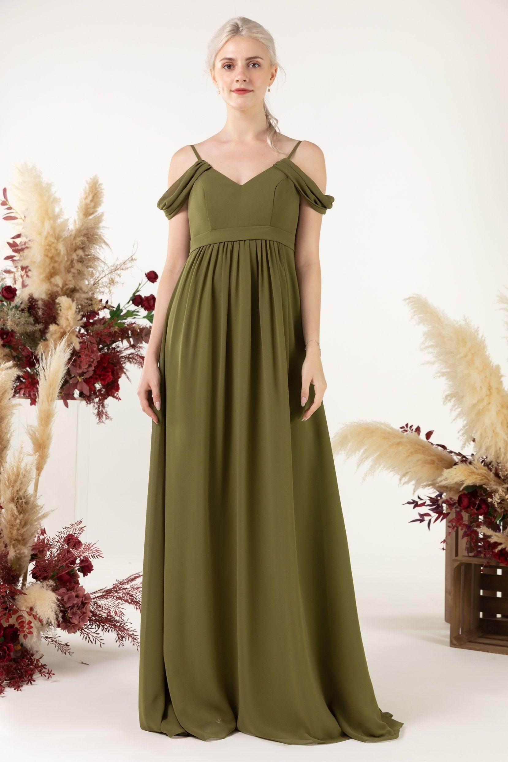 A-Line Floor Length Chiffon Bridesmaid Dress CB0476 - COCOMELODY