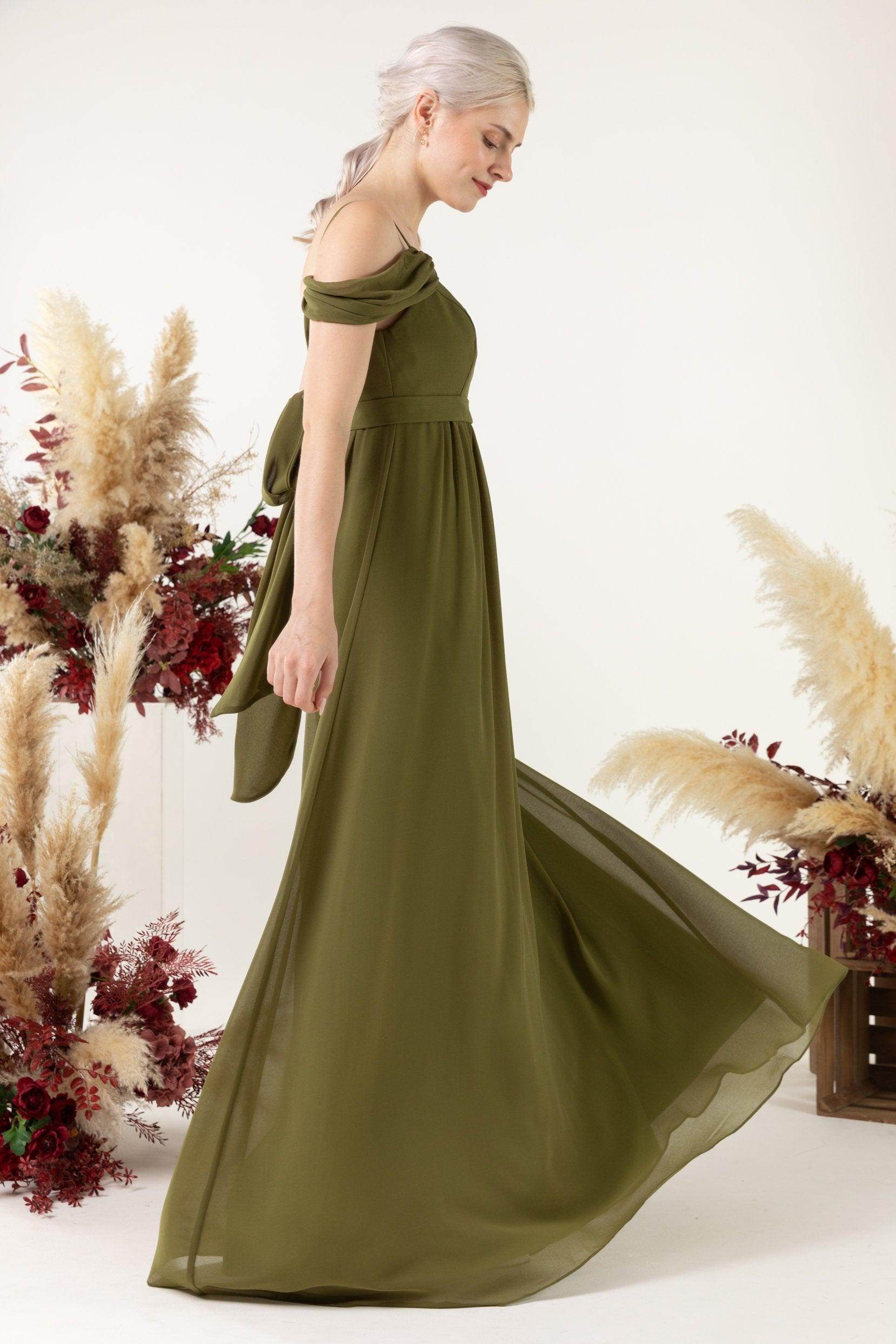 A-Line Floor Length Chiffon Bridesmaid Dress CB0476 - COCOMELODY