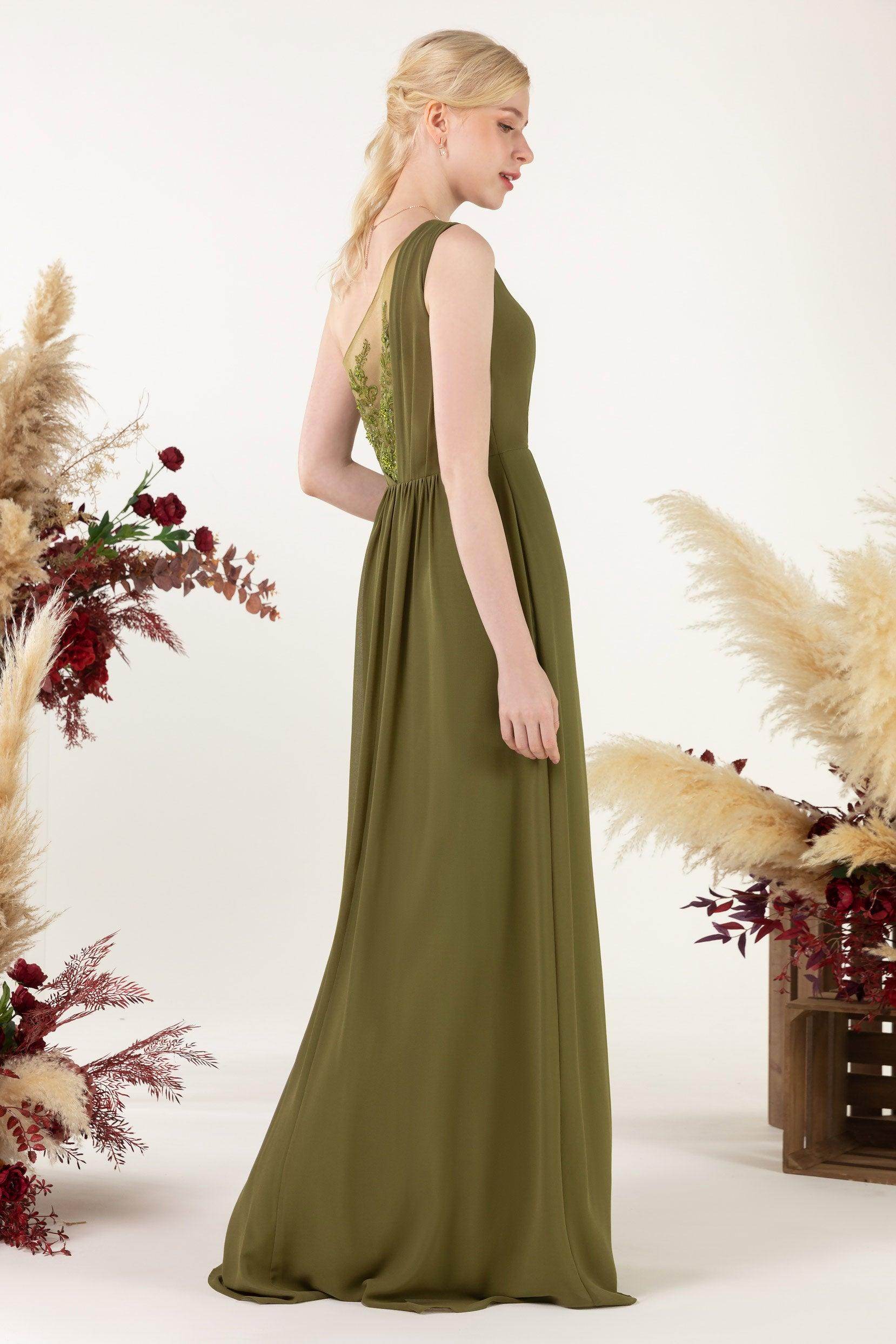 A-Line Floor Length Chiffon Bridesmaid Dress CB0477 - COCOMELODY