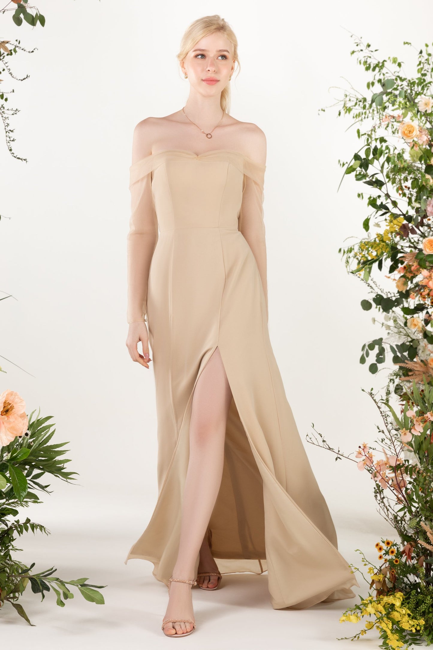 Trumpet Sweep-Brush Train Chiffon Bridesmaid Dress CB0480