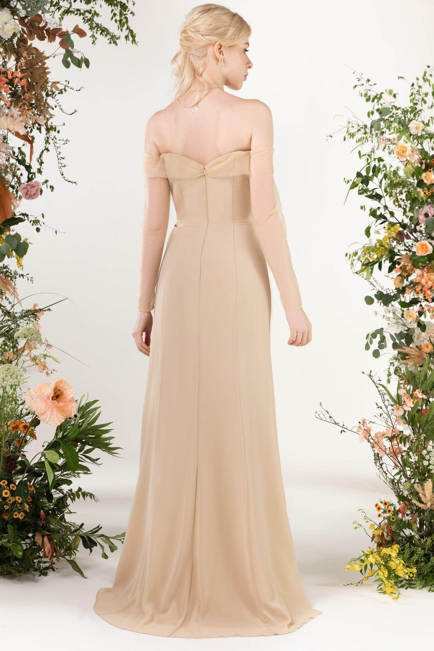 Trumpet Sweep-Brush Train Chiffon Bridesmaid Dress CB0480 - COCOMELODY