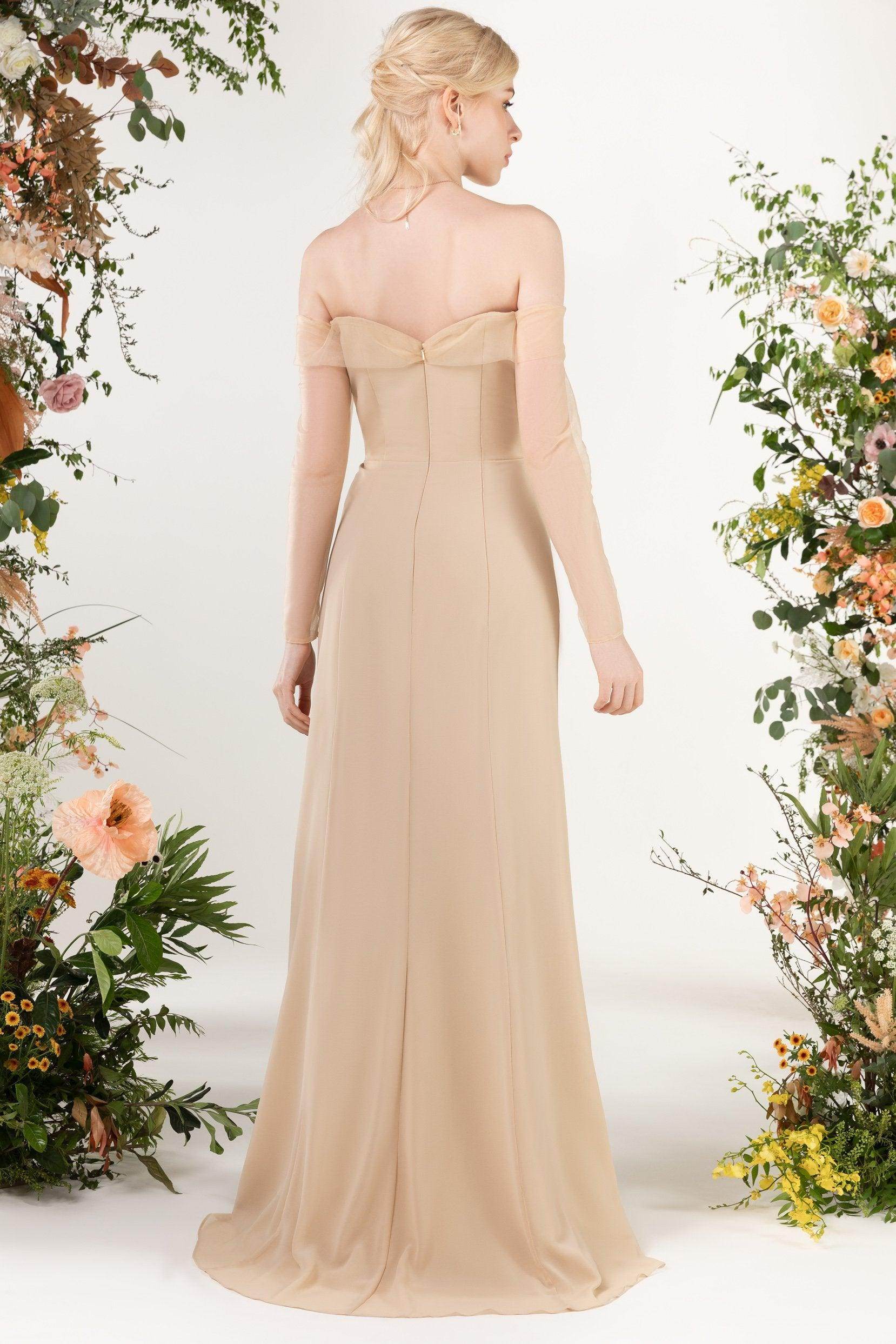 Trumpet Sweep-Brush Train Chiffon Bridesmaid Dress CB0480 - COCOMELODY